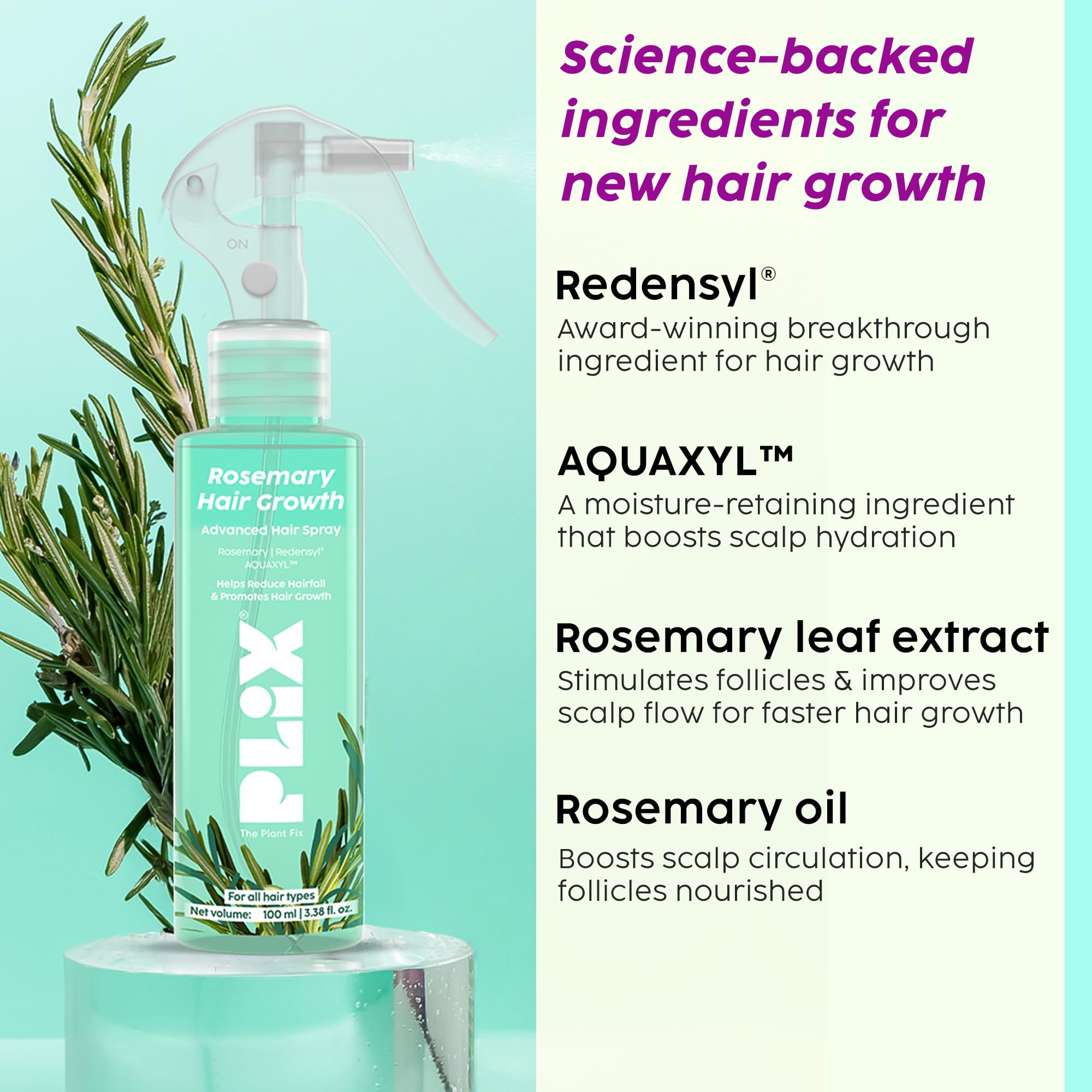 PLIX - THE PLANT FIX Rosemary Anti Hairfall Duo for Hair Growth | Shampoo (200ml) + Rosemary Spray (100ml) - Image 5 thumbnail