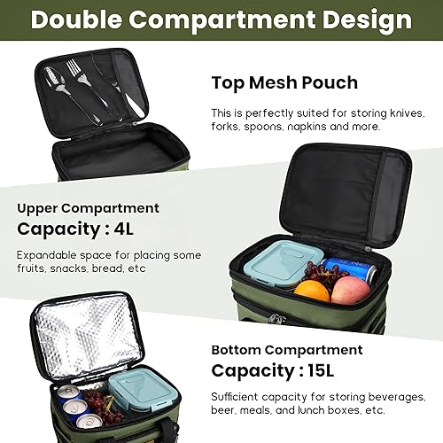 Miniatura 5 de Lonchera táctica para hombres y mujeres, bolsas de almuerzo aisladas de alta resistencia para adultos, ampliable, doble compartimento, a prueba de