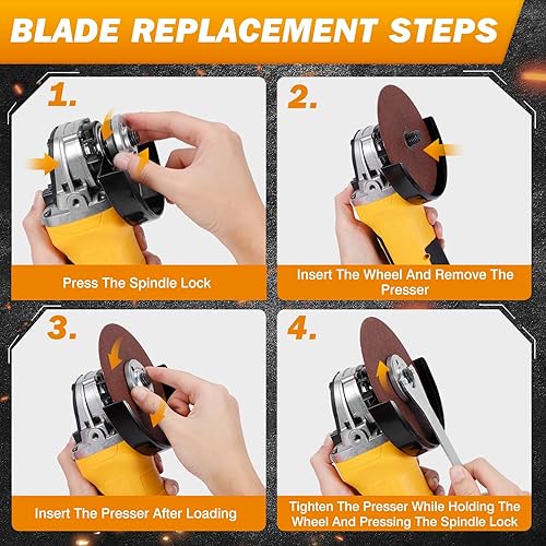 Vista 7 de Amoladora angular compatible con batería Dewalt 20V MAX (batería no incluida), amoladora angular inalámbrica, motor sin escobillas, hoja de 4-12