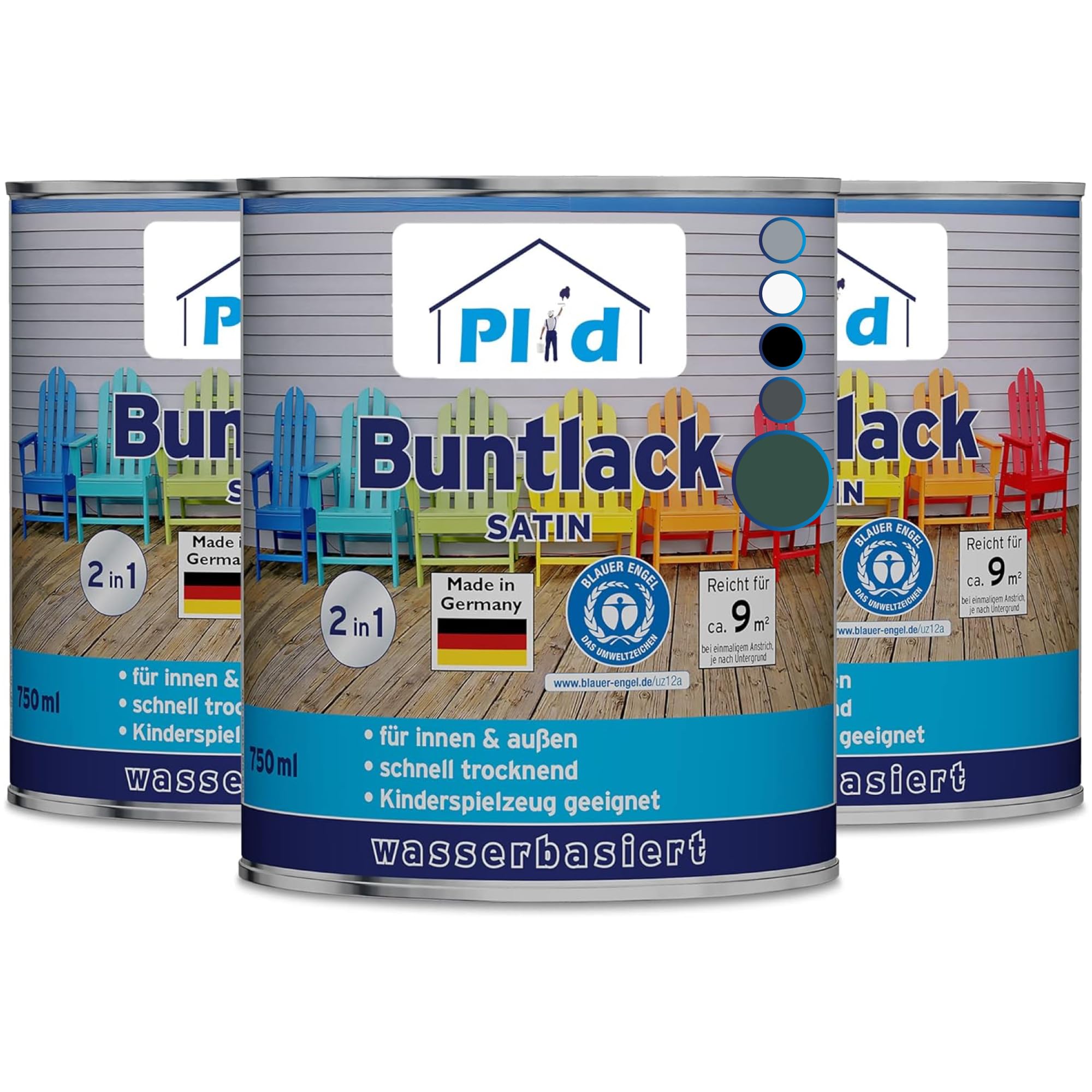 plid® Barniz de color exterior 2,25 l – verde musgo – Color madera exterior e interior – Barniz para madera exterior resistente a la intemperie – Pintura para madera exterior e interior – Color para