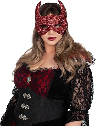 Leg Avenue Womens Rhinestone Devil Mask, Red, O/S