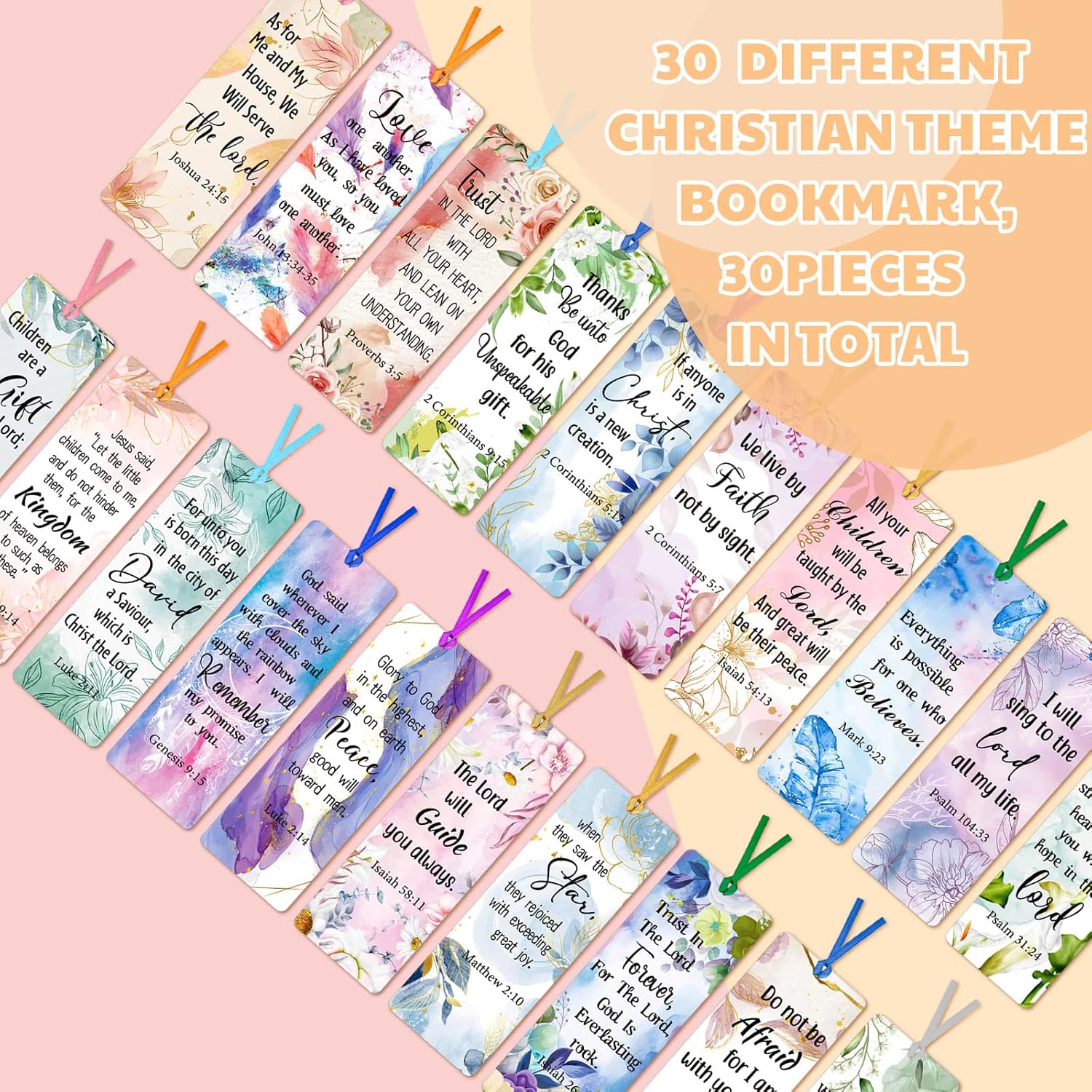 Chinco 120 Pack Christian Bookmarks for Women Inspirational Scripture Christian Book Markers Christian Gifts for Women Bulk Flower Page Clips Presents for Women School Office Supplies image 3