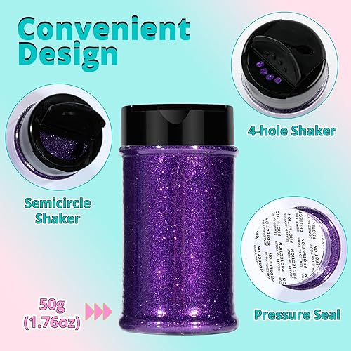 Miniatura 10 de HTVRONT Polvo holográfico de purpurina fina  7.05oz7 onzas turquesa purpurina para manualidades, no tóxica ultra fina para uñas, vasos, adornos,