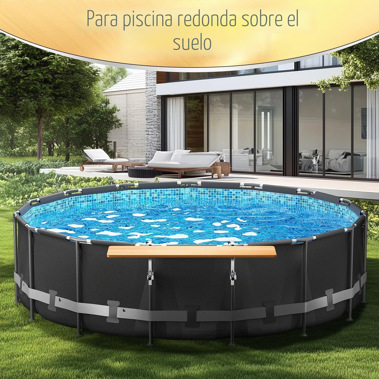 GFTIME Barra de piscina para Bestway, Intex sobre el suelo, redonda y ovalada, exclusivamente apto para rieles superiores de 9,4 cm o menos, barra de natación, estante de piscina sobre el suelo