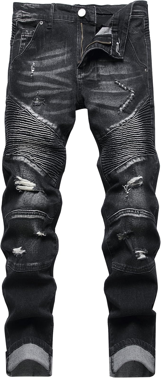 XIMXIMMTIAN Mens Slim Fit Jeans Stretch Ripped Biker Jeans for Men Fashion Straight Comfort Flex Waist Casual Denim Pants