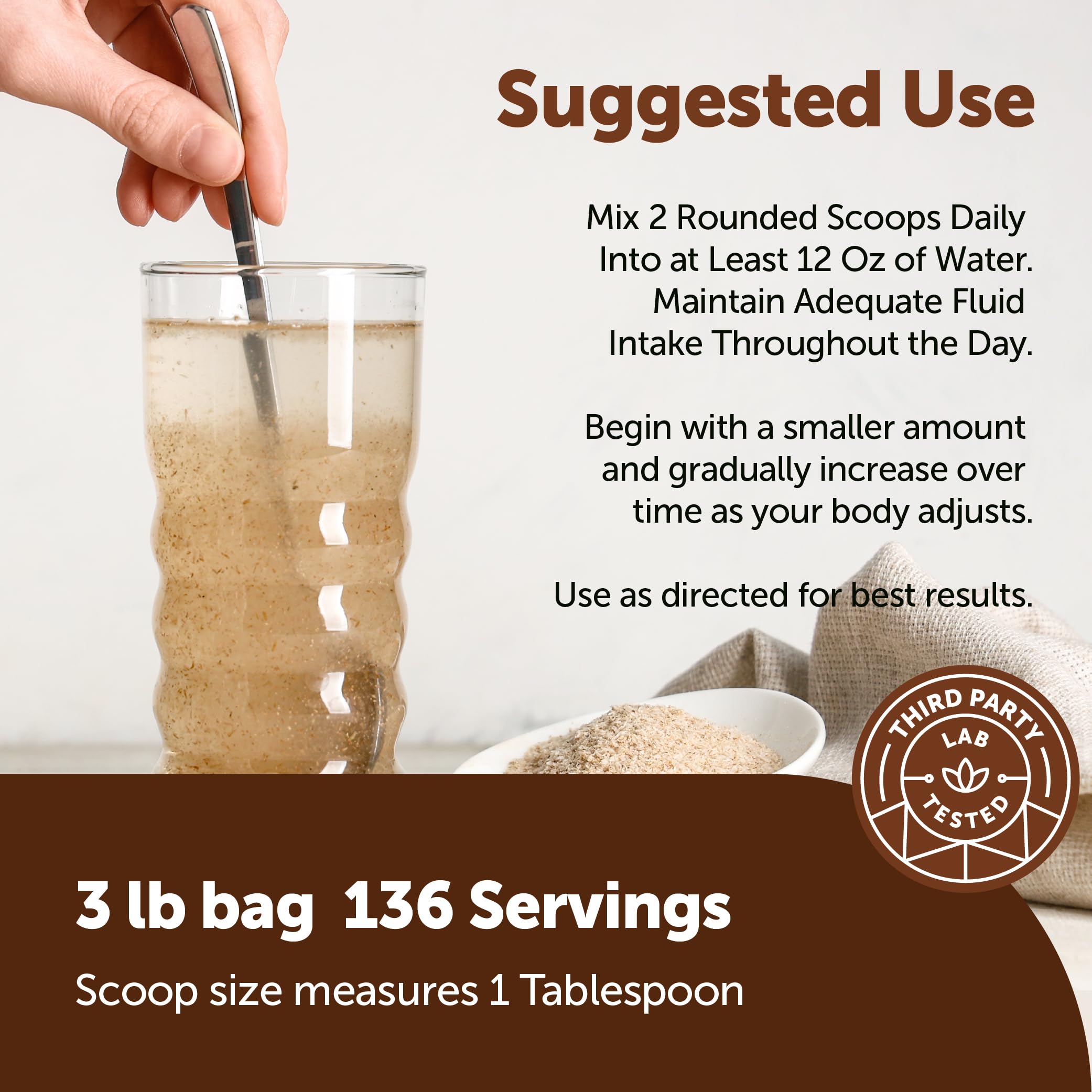 Micro Ingredients Organic Whole Psyllium Husks, 3lbs | Daily Soluble Fiber Supplement | Sourced from India | Ideal for Oatmeal, Coffee & Beverage | Unflavored, Non-GMO, Keto Friendly, Vegan — Amazon image 4