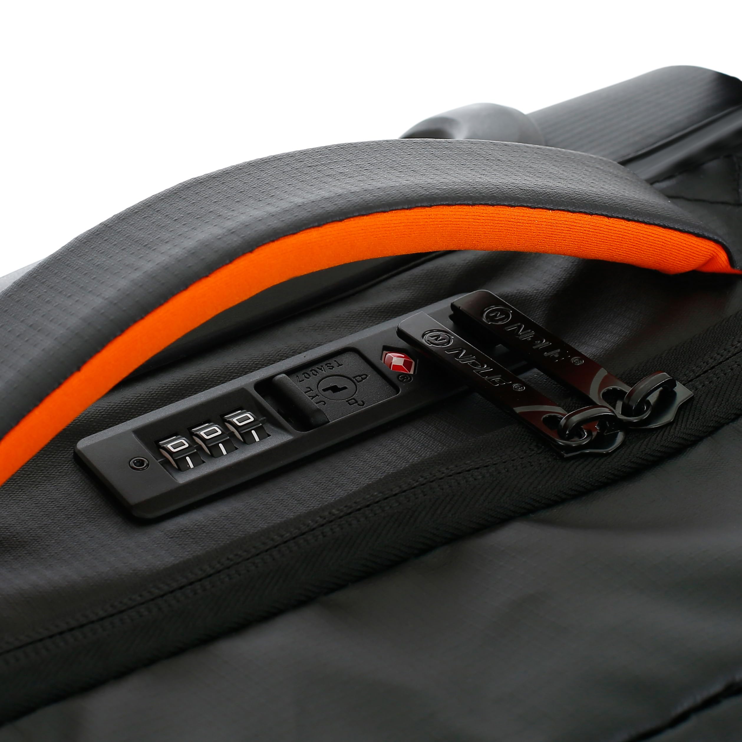 Zaino Trolley Ibrido da Viaggio, Bagaglio a Mano, Convertibile Zaino/Valigia, Nero, Poliestere, 55x35x20cm, con Ruote Scorrevoli e Chiusura TSA (Bagaglio a mano 55x35x20cm, Black Orange)