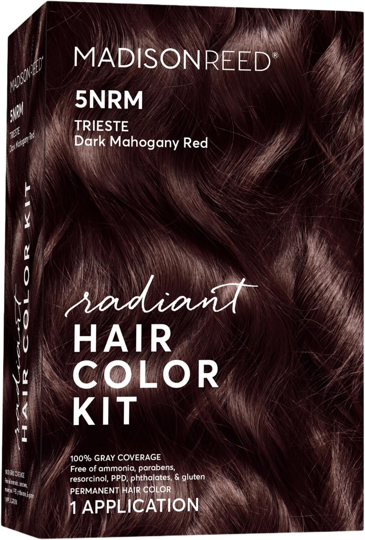 Radiant Hair Color Kit, Permanent Hair Dye, 100% Gray Coverage, Ammonia-Free, Trieste Red 5NRM Dark Mahogany red, Pack of 1