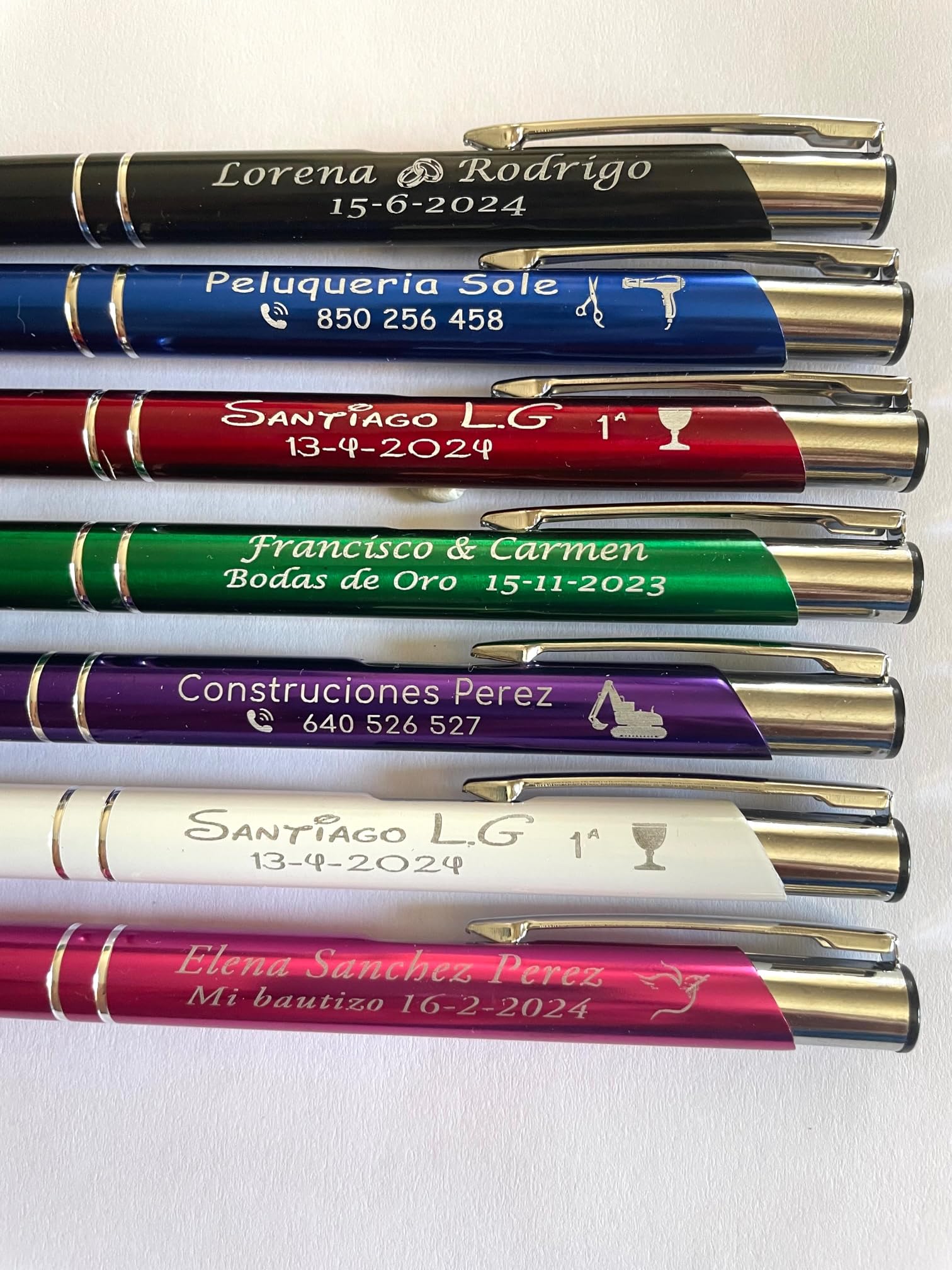 Penna a sfera 2 in 1, colore metallo, confezione da 100
