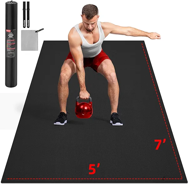 GymCope Extra Large Exercise Mat, 10'x6'/9'x6'/8'x6'/7'x5'/6'x4'(8mm) Thick Workout Mat for Home Gym & Garage Flooring, Shoe-Friendly, High-Density, MMA, HIIT, Weight Lifting, Cardio&Strength