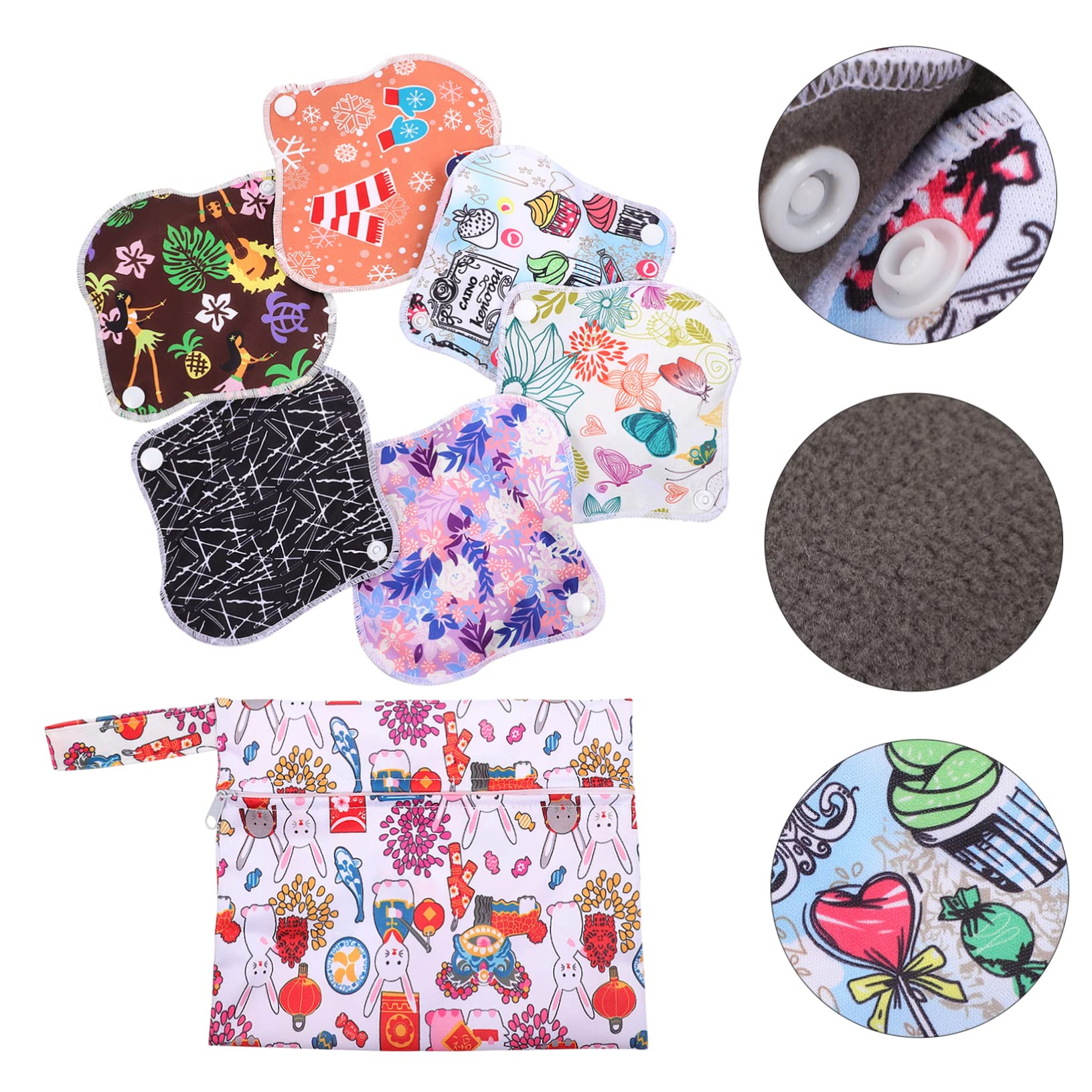 minkissy 2 Set Di Assorbenti Mestruali Comodi Assorbenti Riutilizzabili Lavabili Da Donna