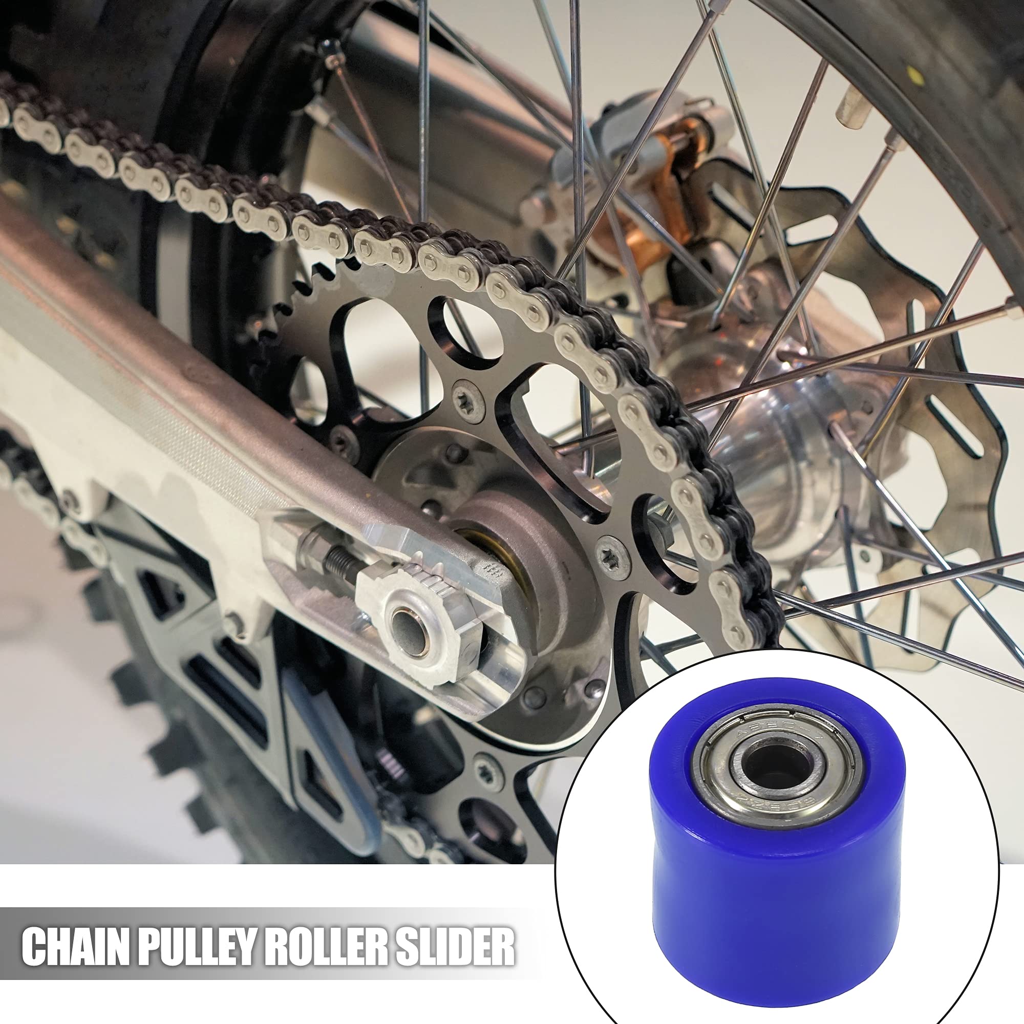 Motoforti Lot de 2 galets de chaîne de moto de 8 mm - Bleu