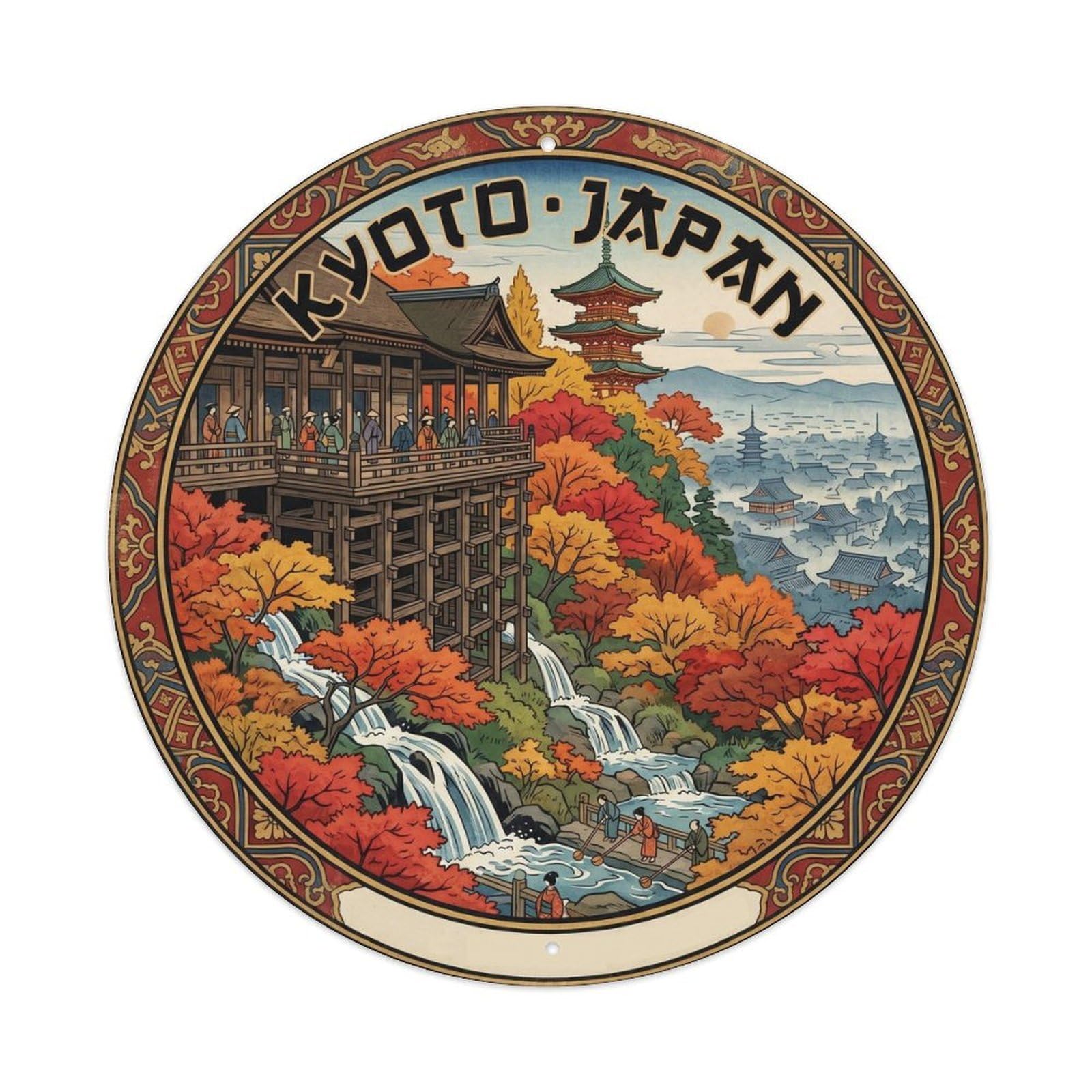 Kyoto Kiyomizudera Temple Stage Autumn Onsen Travel Metal Tin Sign