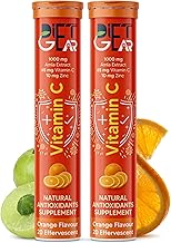 1000 mg Natural Vitamin C and 10 mg Zinc Effervescent Tablet Supplement | Organic Immunity Booster, Skin Care, Antioxidants & Energy Boost | 100% RDA | 2 X 20 Tablets - Orange Flavour