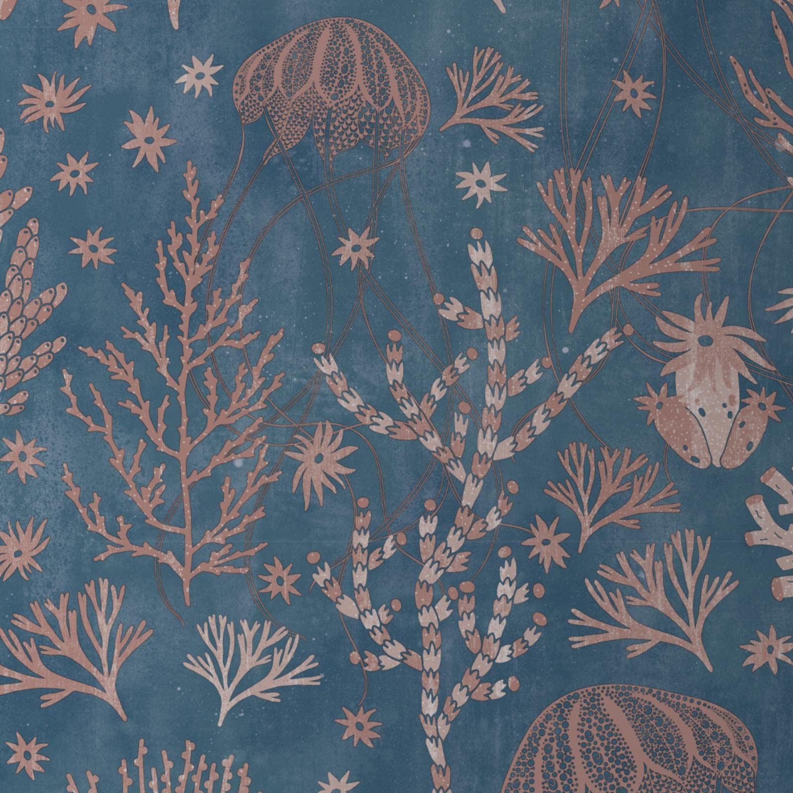 Debona Reef Aqua Pale Salmon Sea Wallpaper 5026 Coral/Blue/Pink