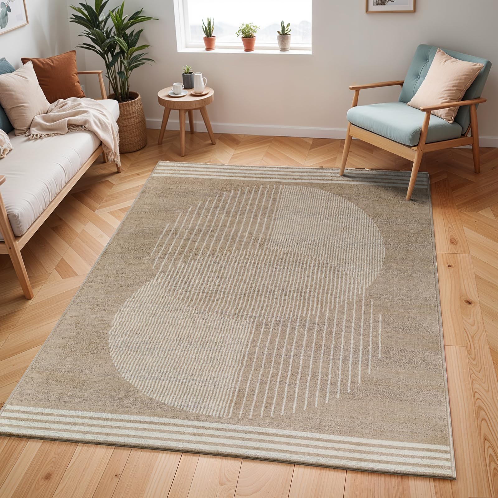 Livabliss ENSO2 Geometric Brown Area Rug - 160 x 215 cm - 100% Polypropylene