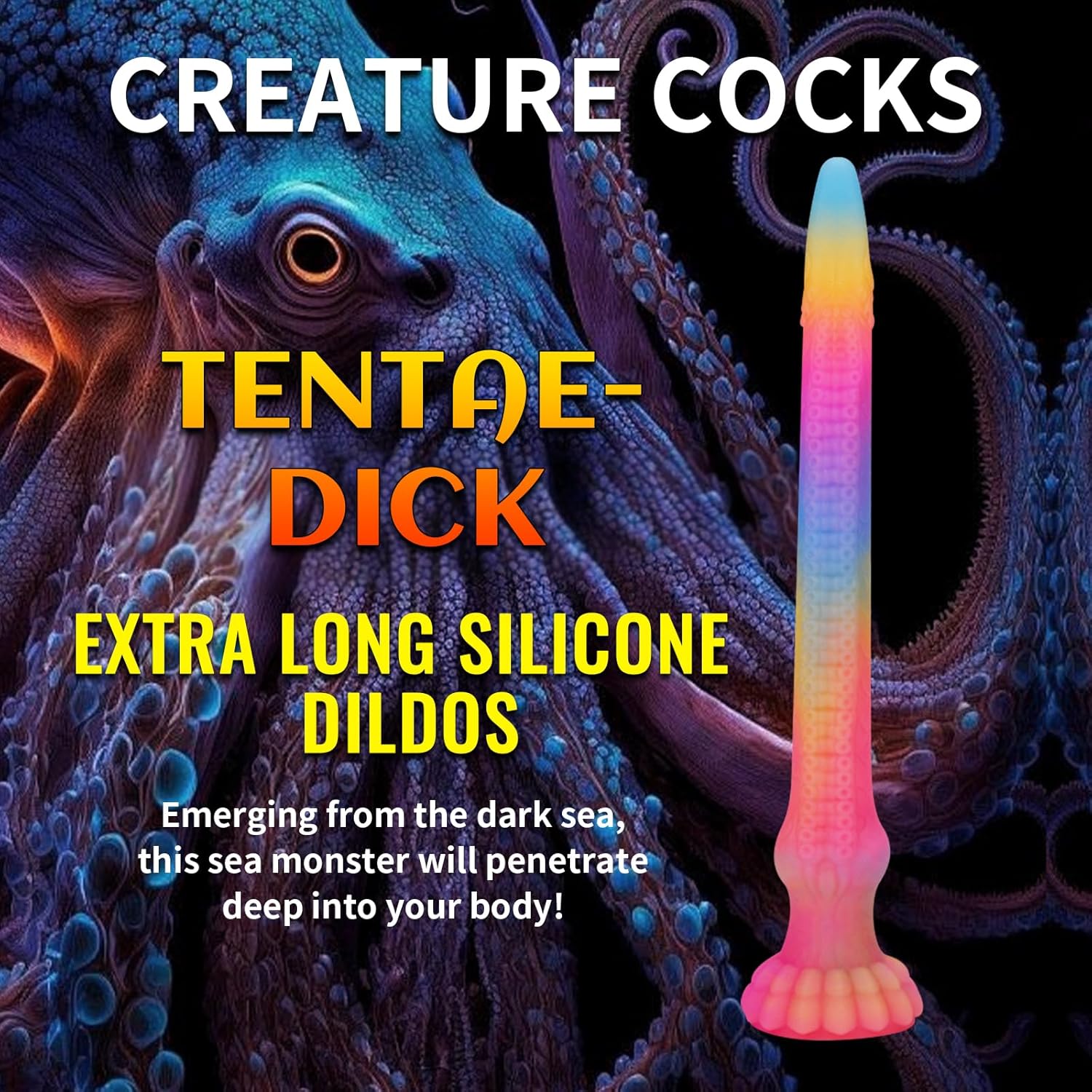 Long Tentacle Dildo, Large Butt Plug with Suction Cup Depth Play, Monster Tentacle Anal Sex Toys（Pink） (XL)