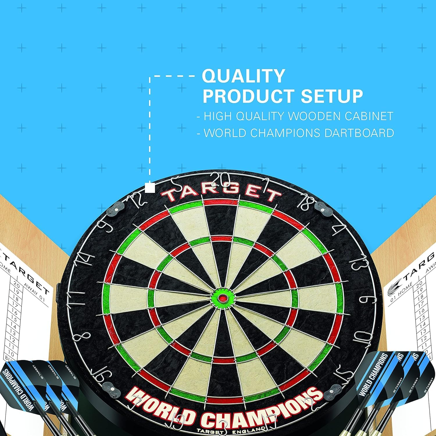 Target Darts Tarcza do darta na mistrzostwach świata w jednym domowym gabinecie z dwoma zestawami rzutek, jasnobrązowa, standardowa