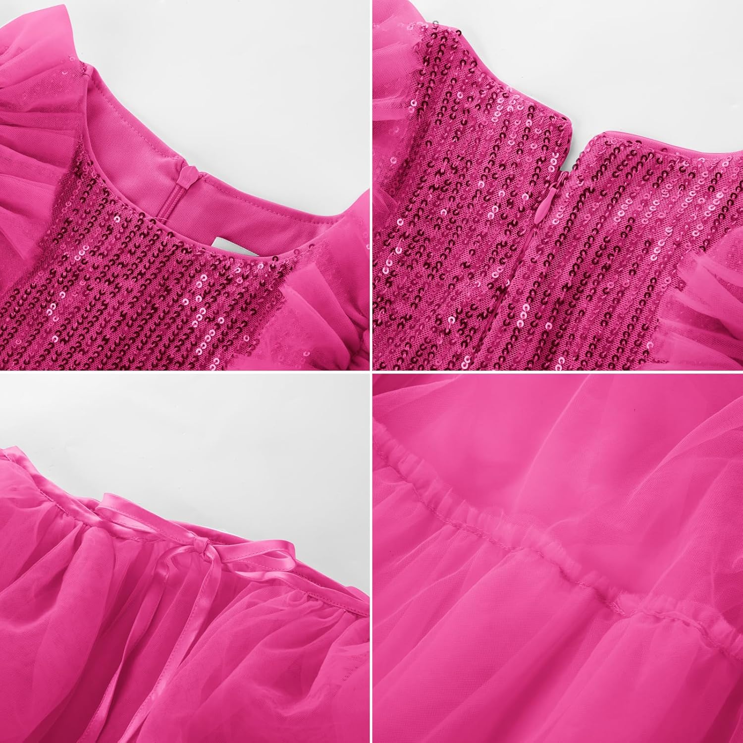 GRACE KARIN Girls Sequin Dress Formal Pageant Sparkle Party Ruffle Prom Maxi Dress Size 5-14Y - Image 5