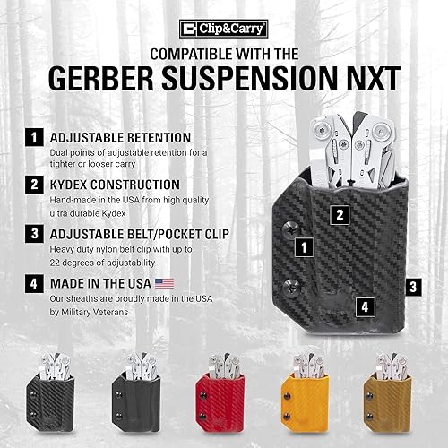 Miniatura 2 de Kydex - Funda multiherramienta para Gerber Suspension NXT - Fabricado en Estados Unidos - Funda para múltiples herramientas con bolsillo para