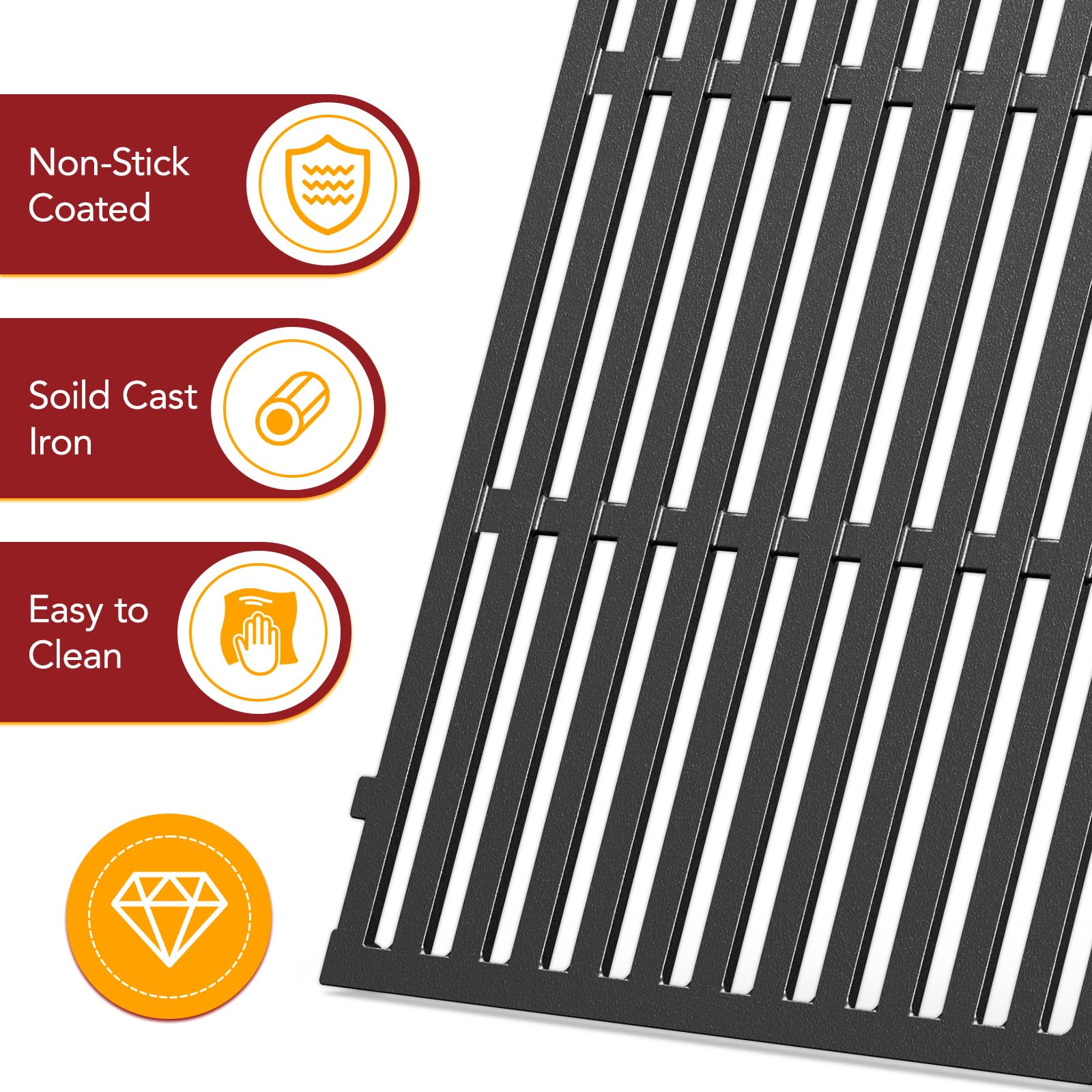 Griglie Di Ricambio Gardenz Per Weber Spirit - Set Da 2 Pezzi In Ghisa 44.5x30.2cm - Foto 8