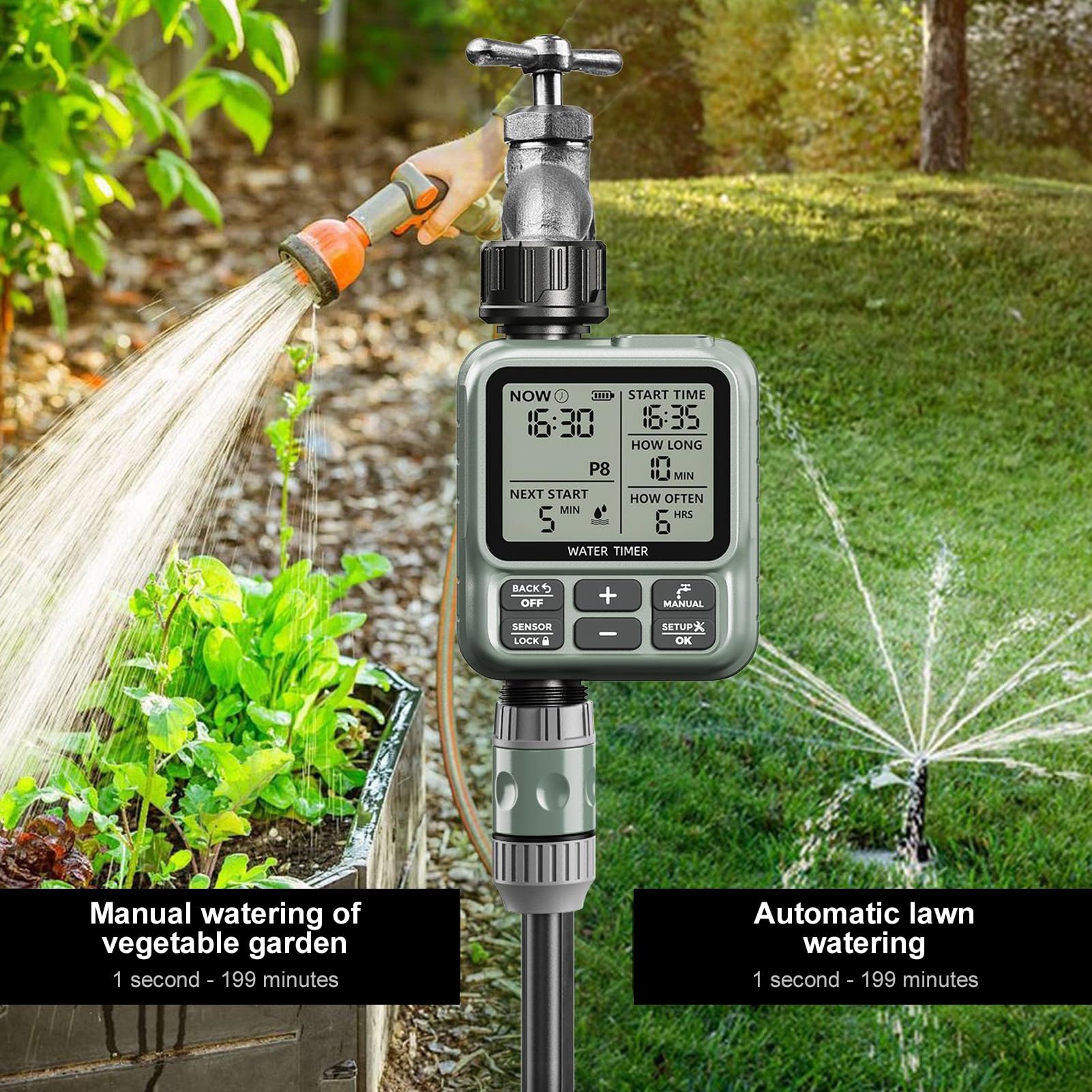 Temporizador de Agua Programable con Pantalla LCD para Jardín