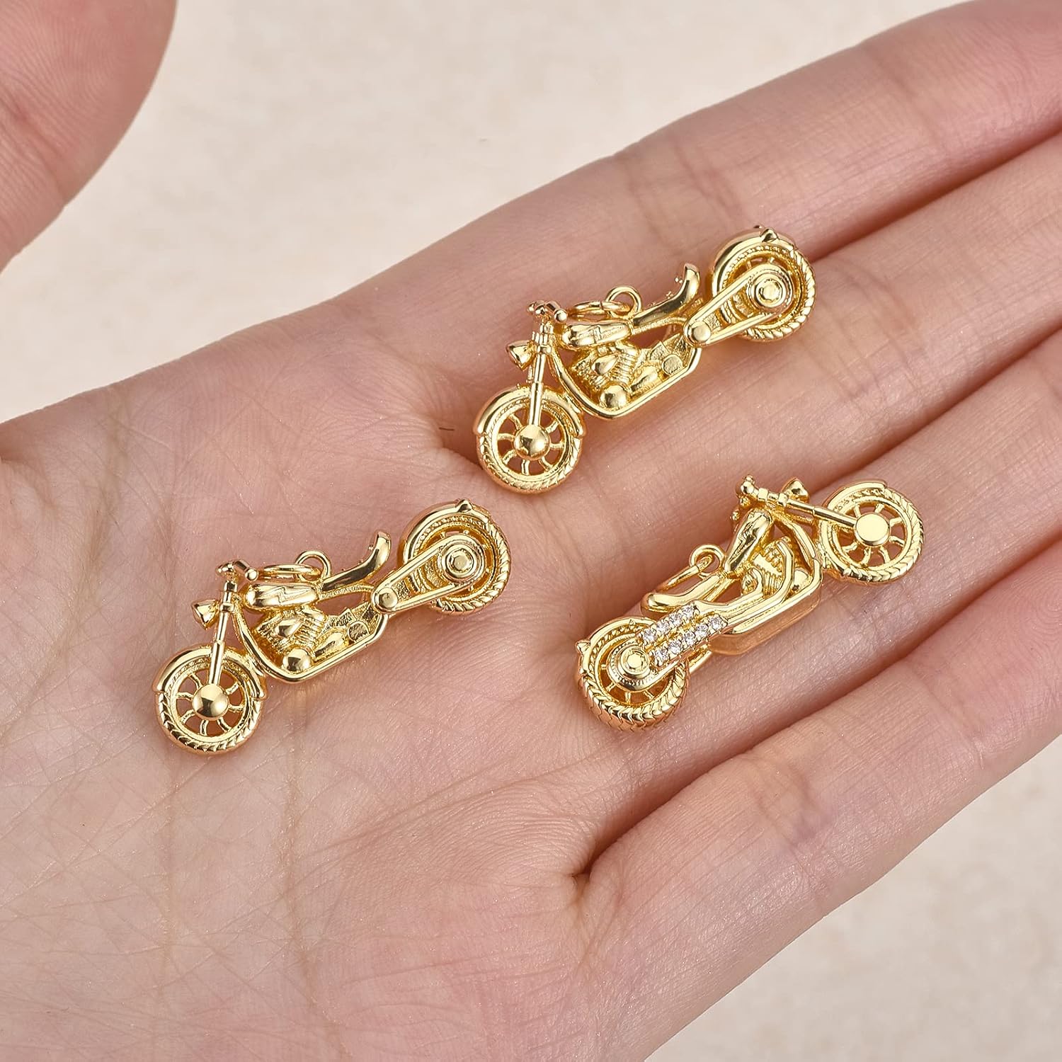 5 Pieces Motorcycle Pendants Brass Micro Pave Clear Cubic Zirconia Charm Pendants with Jump Ring for Jewelry Necklace Bracelet Earring Making - Image 3