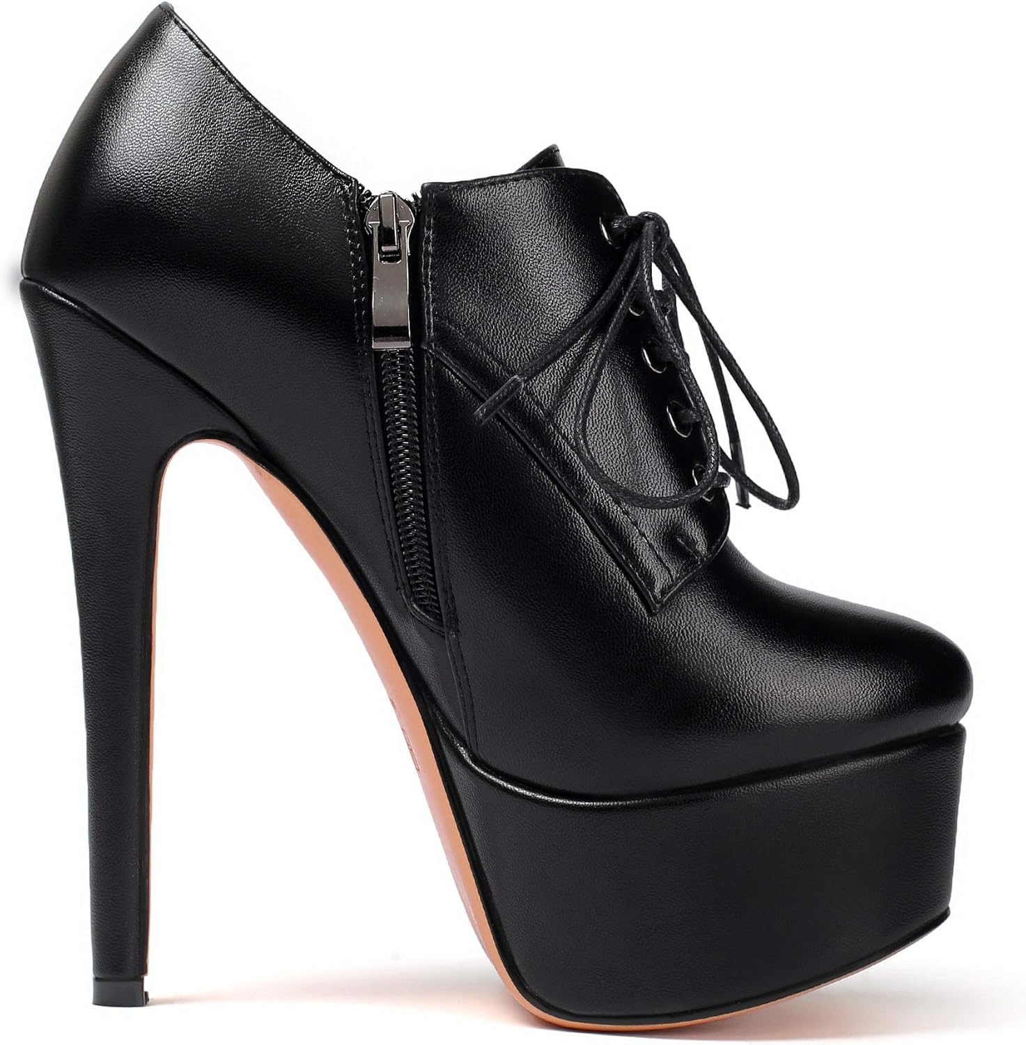 SAMMITOP Women's Round Toe Lace Up Ankle Boots Platform High Heel Pumps Party Dress Shoes - Image 5