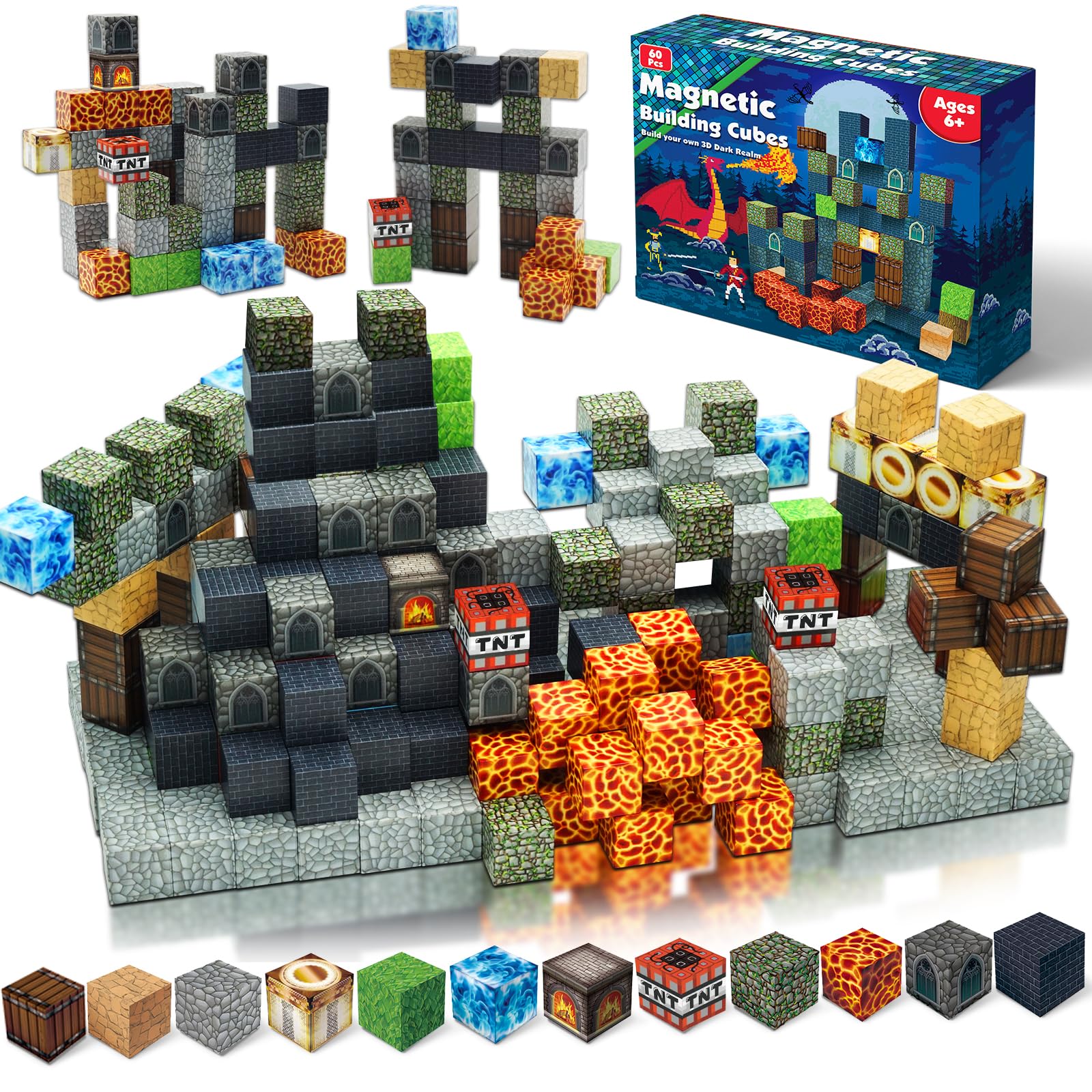 Magnetic Blocks - Build Magnetic Dark Castle Set - Magnetics Toys for Montessori Toddler Christmas Birthday Gifts - STEM Sensory Toys for 3 4 5 6 7 8 9 10 Year Old Boys & Girls