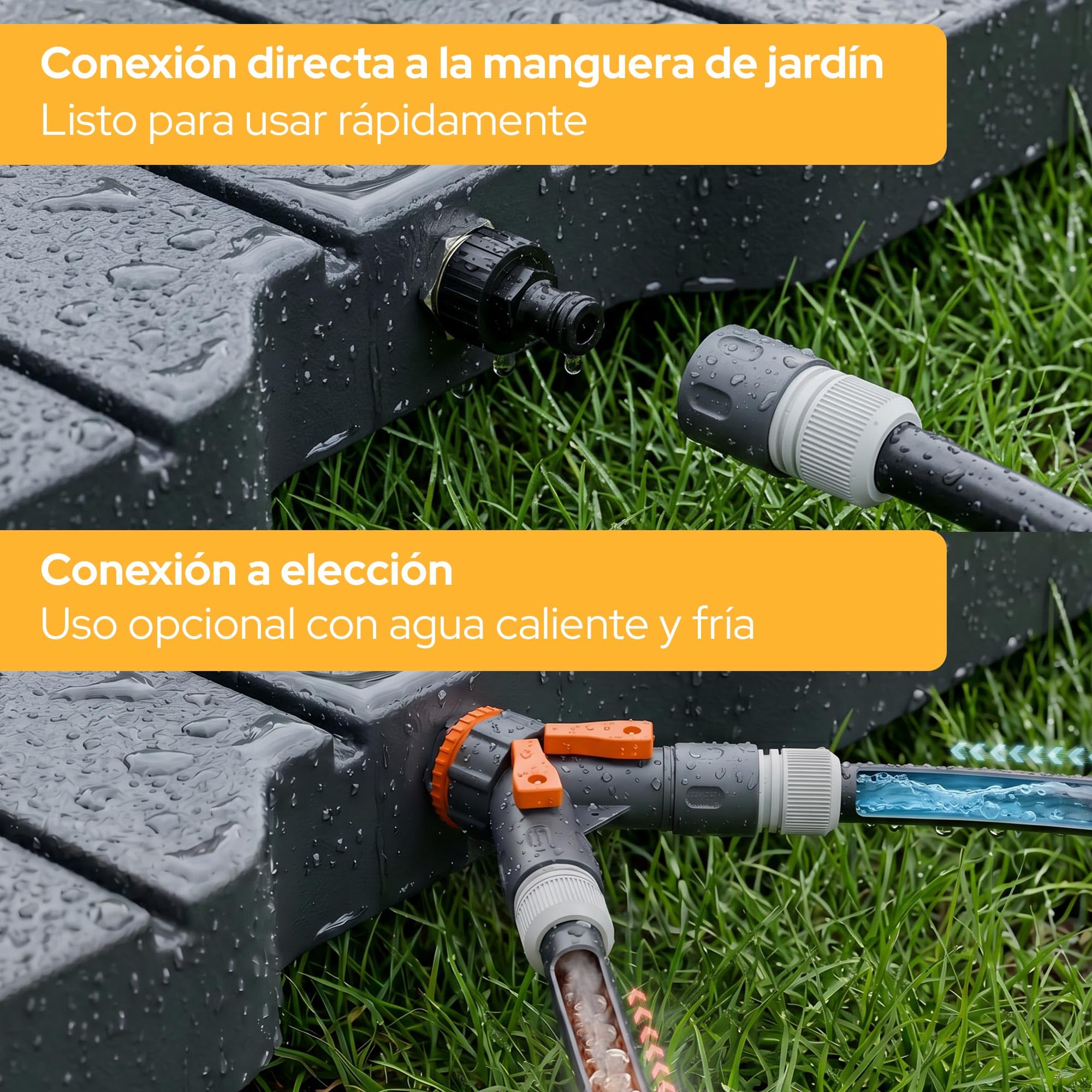 Arebos Ducha de Jardín para Piscina y Sauna | Ducha Exterior con Control de Pie | Conexión para Agua Fría y Caliente | Ducha Antideslizante | Ducha de Camping hasta 150 kg