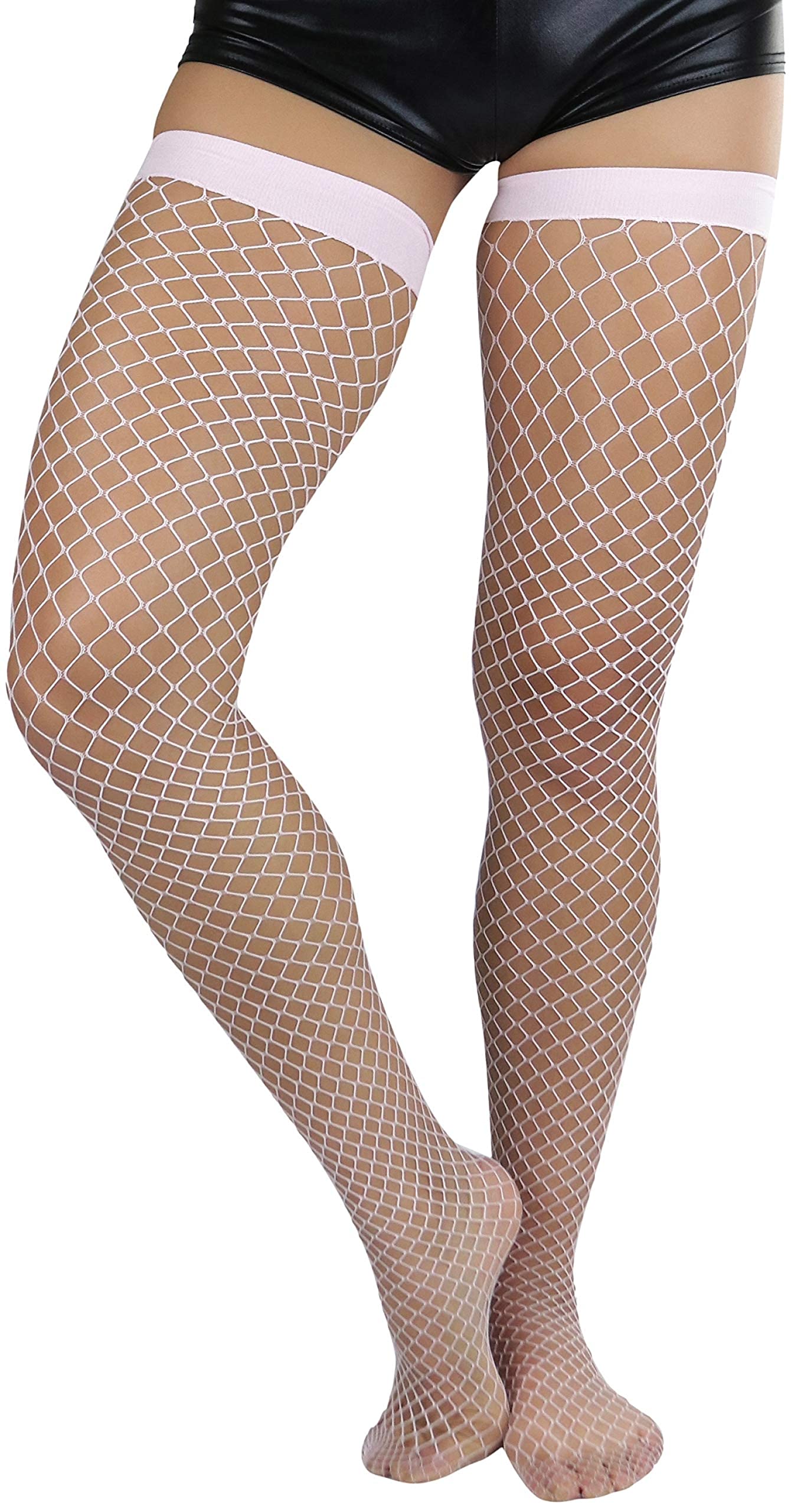 ToBeInStyle Women’s Vibrant Large Net Fishnet Thigh High Elastic Nylon Novelty Stockings
