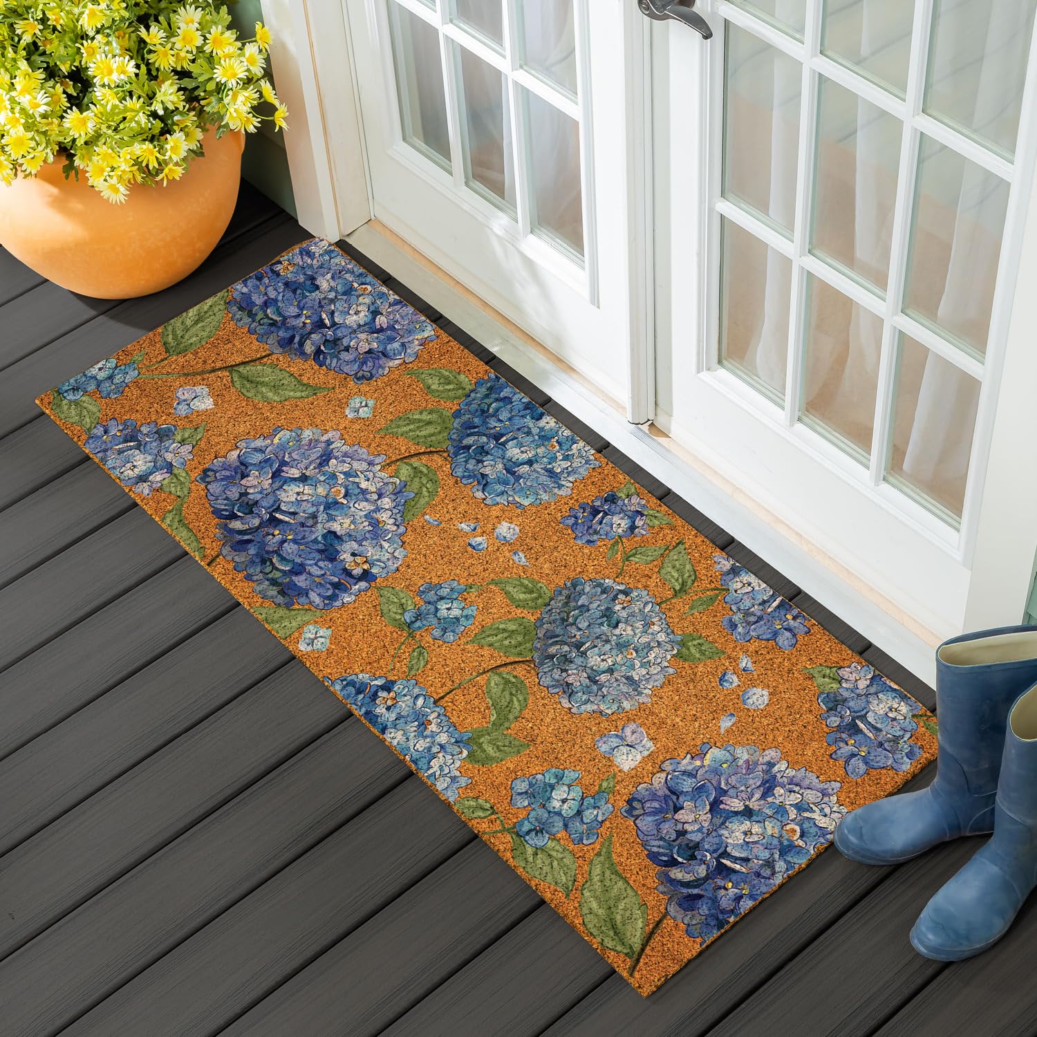 Evergreen Nature Coir Doormat, 2'x5' Large Front Door Mat for Spring Decoration, Outdoor Indoor Entrance Rug, Non-Slip Welcome Mat for Double Doors