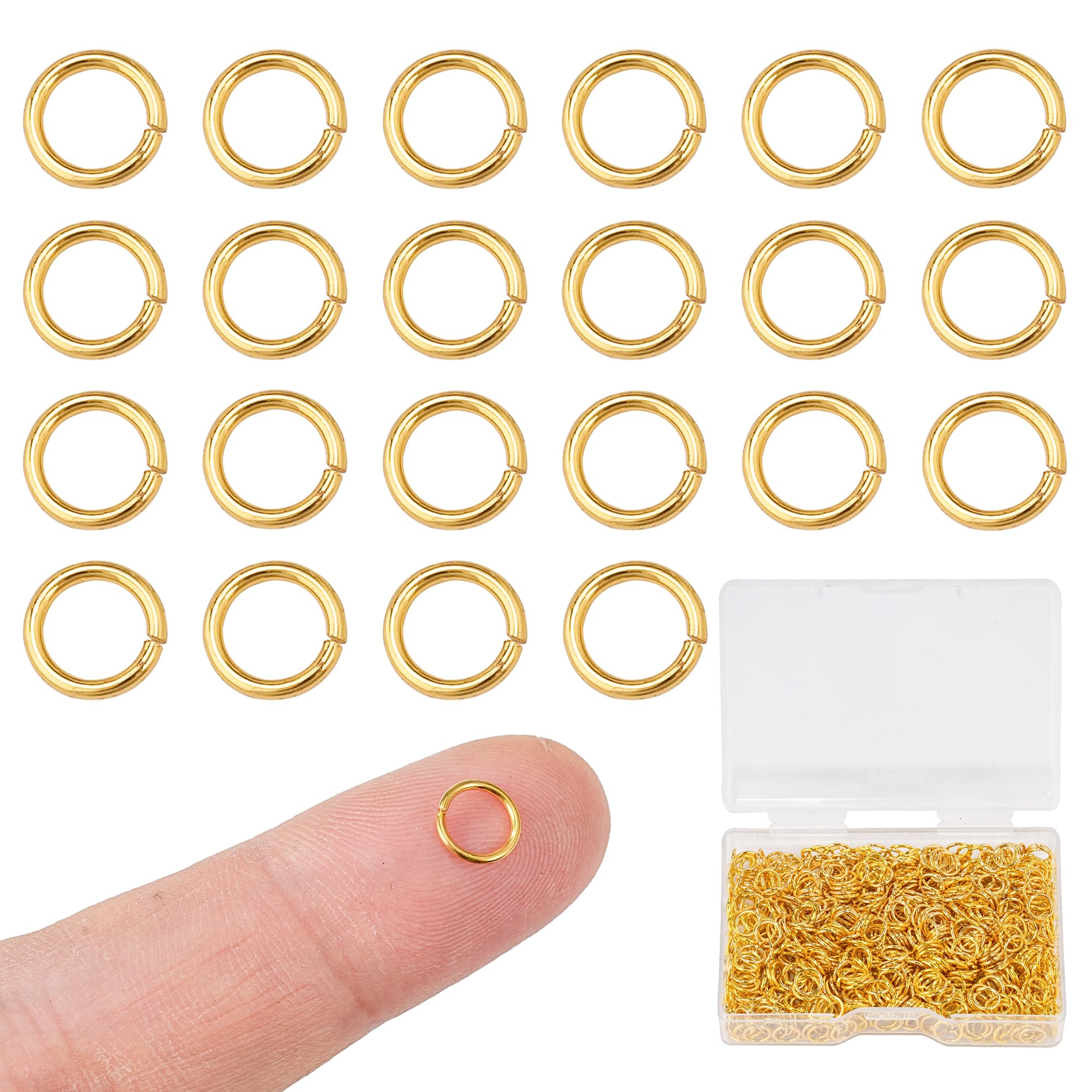 6mm 18k Gold Plated Jump Rings, 600pcs Non Tarnish Open Jumprings Supplies Kit 21 Gauge for DIY Bracelet Necklace Earring Jewelry Making and Repairing