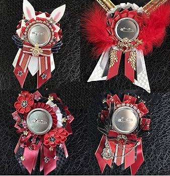 Amazon | 缶バッジ ロゼット 赤 レッド 缶バッチロゼット 58mm 羽