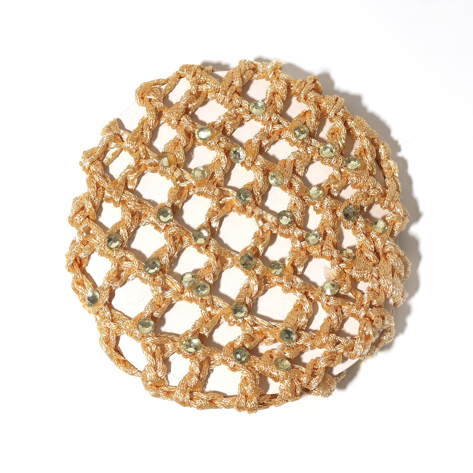 Professional Dance Hair Net Bun Cover, 6 Pack Handmade Crochet Floral Hair Pins, Updo Hair Accessories (Champagne, style)