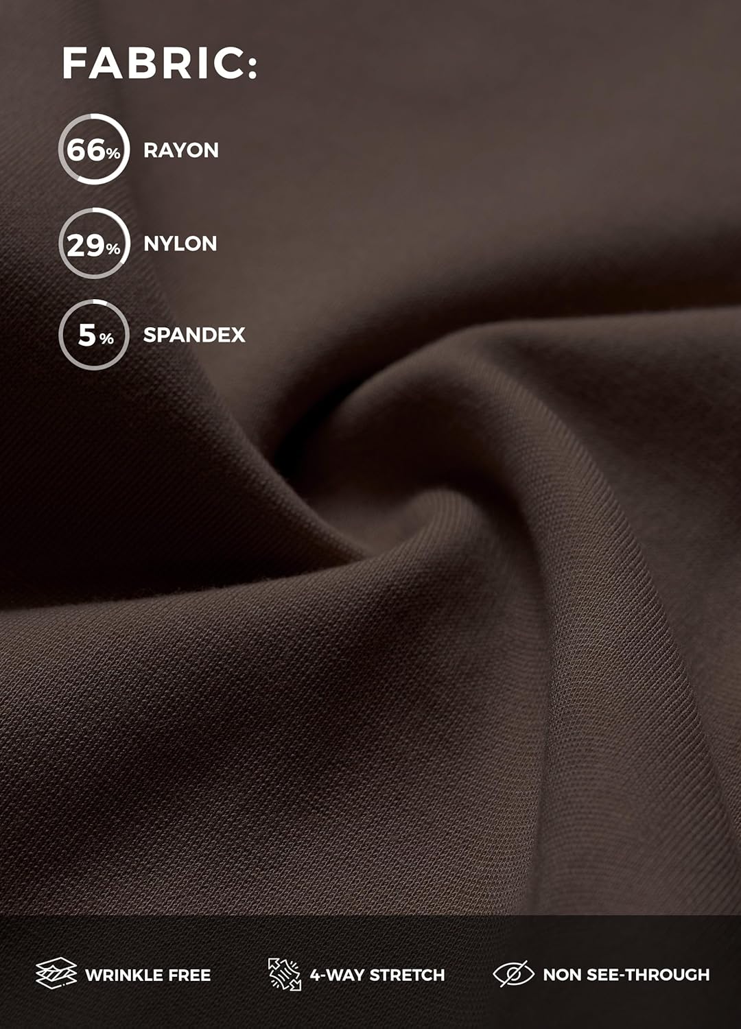 Willit Women's Wide Leg Dress Pants High Waisted Stretch Work Pants Office Business Casual Slacks Pockets Short Deep Brown S - Image 5