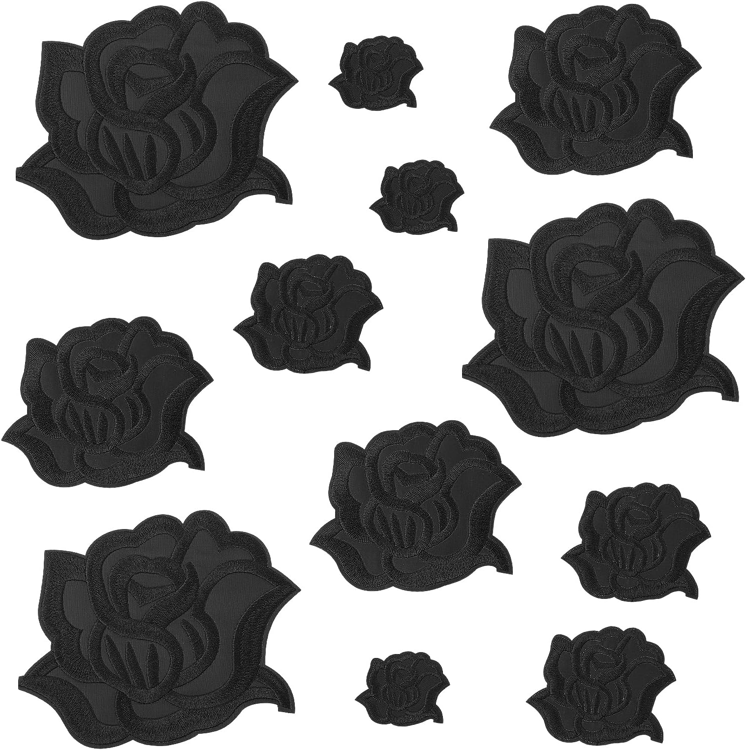 Banfeng 12pcs Rose Embroidered Lace Flower Applique Patches For Arts Crafts DIY Decor, Jeans, Jackets, Clothing, Bags