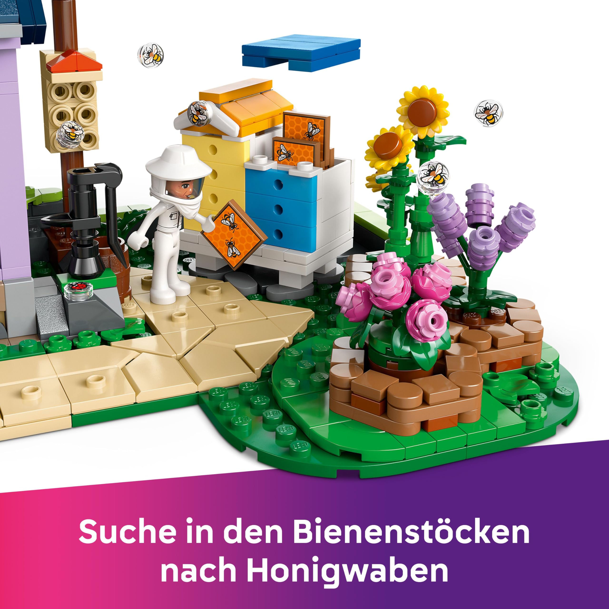 LEGO Friends Haus und Blumengarten der Imker - Kreatives Spielzeug - Geschenk für Kinder und Jugendliche - Buntes Spielset mit Blumengarten - Modellbau mit 4 Spielfiguren, Katze und Hase - 42669