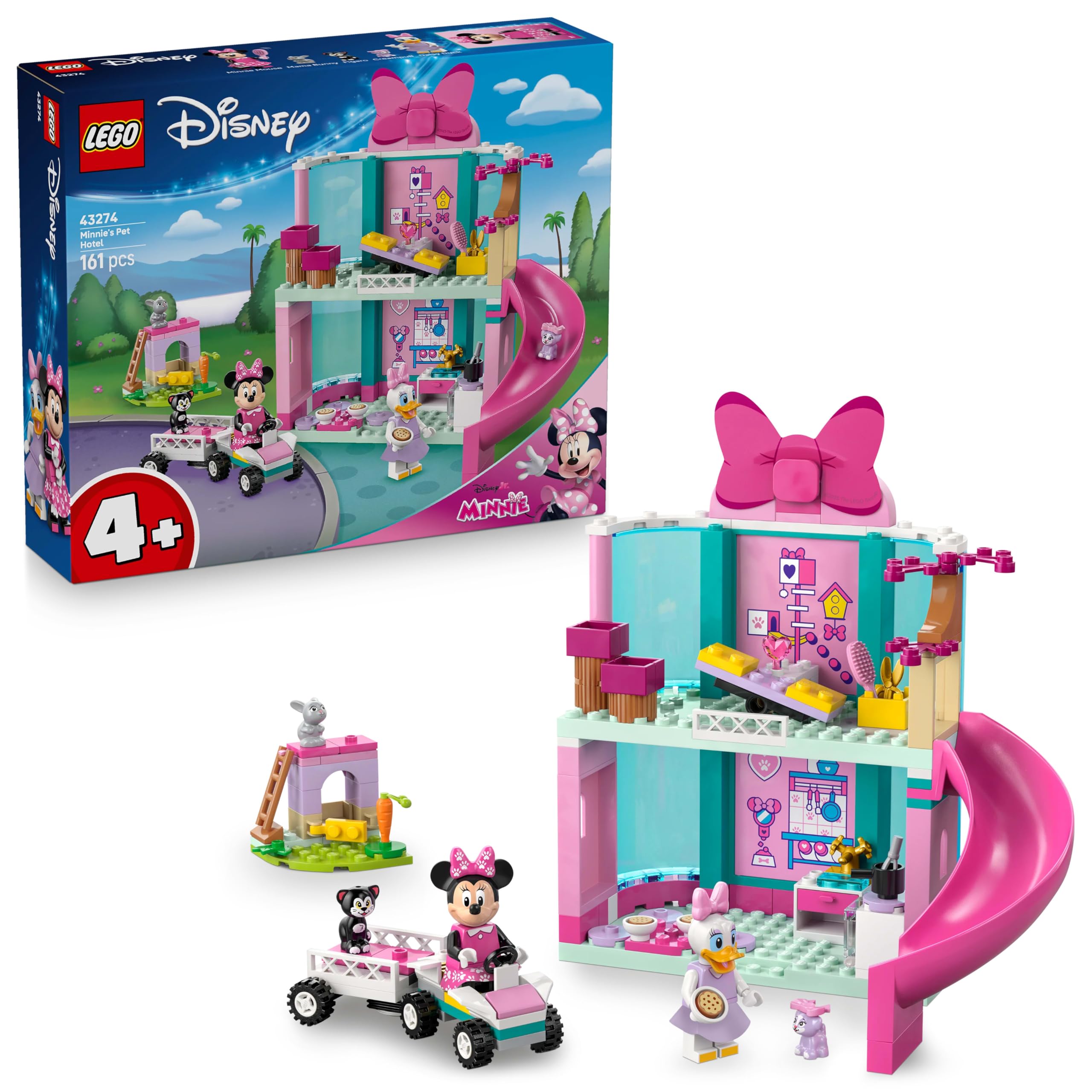 LEGO ǀ Disney Classic Minnie’nin Evcil Hayvan Oteli Mickey’nin Kulüp Evi 43274-4 Yaş ve Üzeri Çocuklar için Otel İçeren Yaratıcı Oyuncak Yapım Seti, Özel Gün Hediye Fikri (161 Parça)