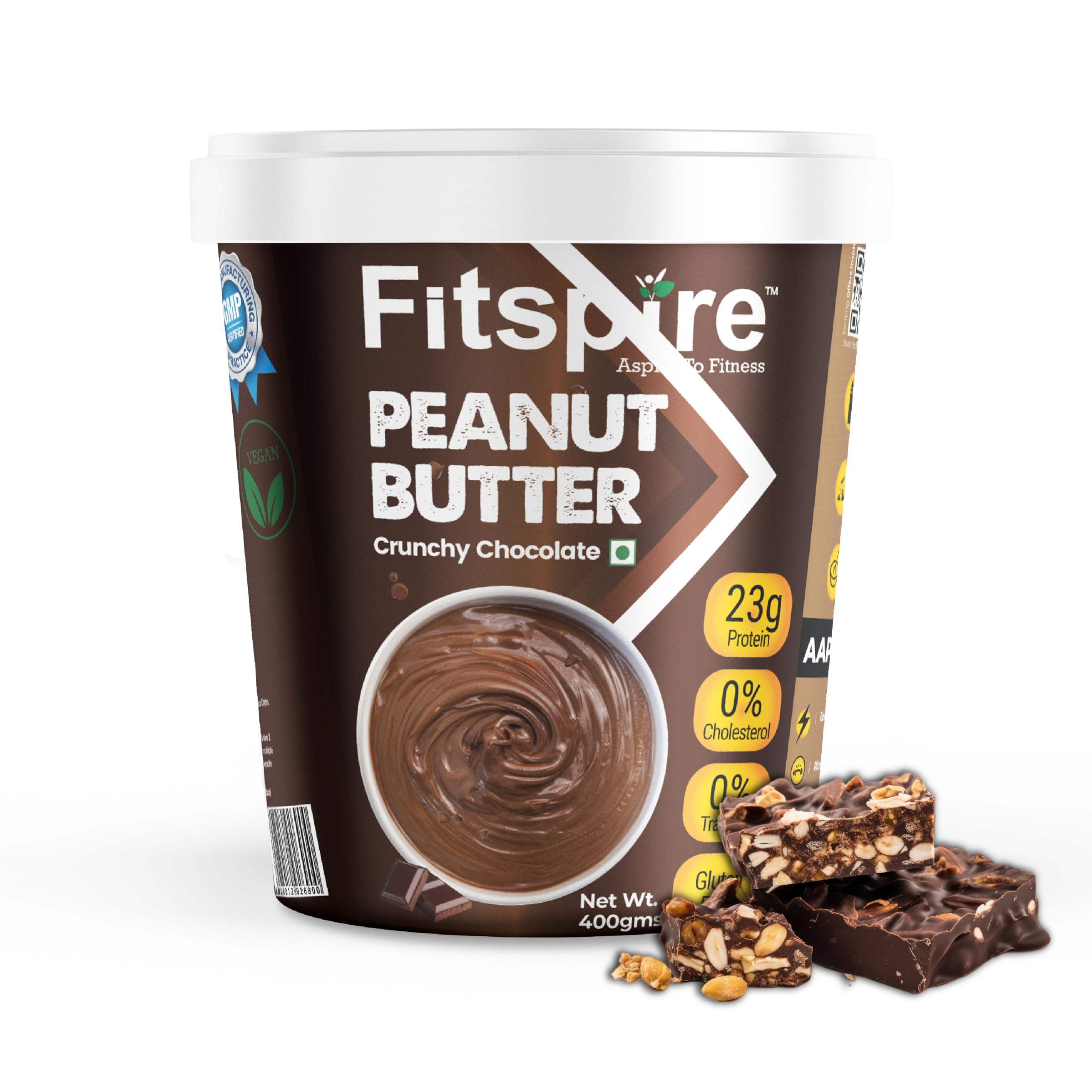 Fitspire Crunchy Choclate Peanut Butter 400g - 100% Pure Roasted Peanuts | 23g Protein | 100% Vegan | High in Anti-Oxidants | Gluten & Cholesterol Free | Zero Trans Fat | No Preservatives | Pack of 1 (B0CTQJPLWS) Amazon Price History, Amazon Price Tracker