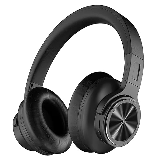 FALWEDI Active Noise Cancelling Headphones Apt-X CVC8.0 48H Music Playtime Wireless Bluetooth Headphones with Microphone Type-c Fast Charging Deep Bass Over Ear Headset for Travel/Work, Black