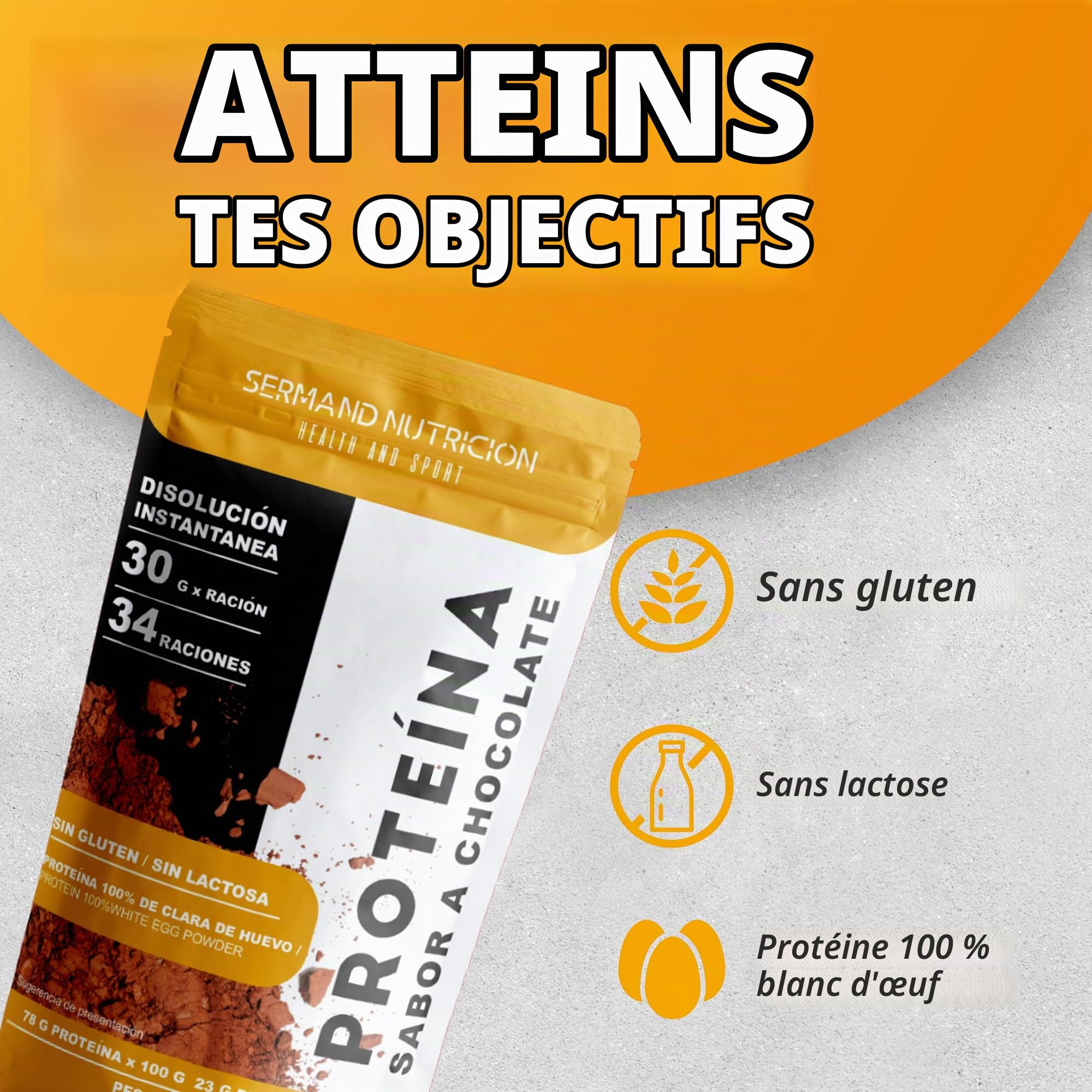 Protéine Instantanée de Blanc d'Œuf en Poudre Saveur Chocolat (1020 g) | Protéine en Poudre Sans Gluten | Protéines pour Masse Musculaire | Protéine Sans Lactose