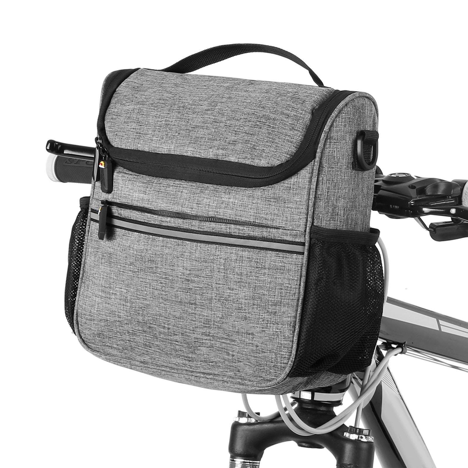 HUIOP Sac de guidon de vélo, sac isotherme étanche pour guidon de vélo, sac à bandoulière, sac de vélo de montagne, vélo de route, sac à bandoulière