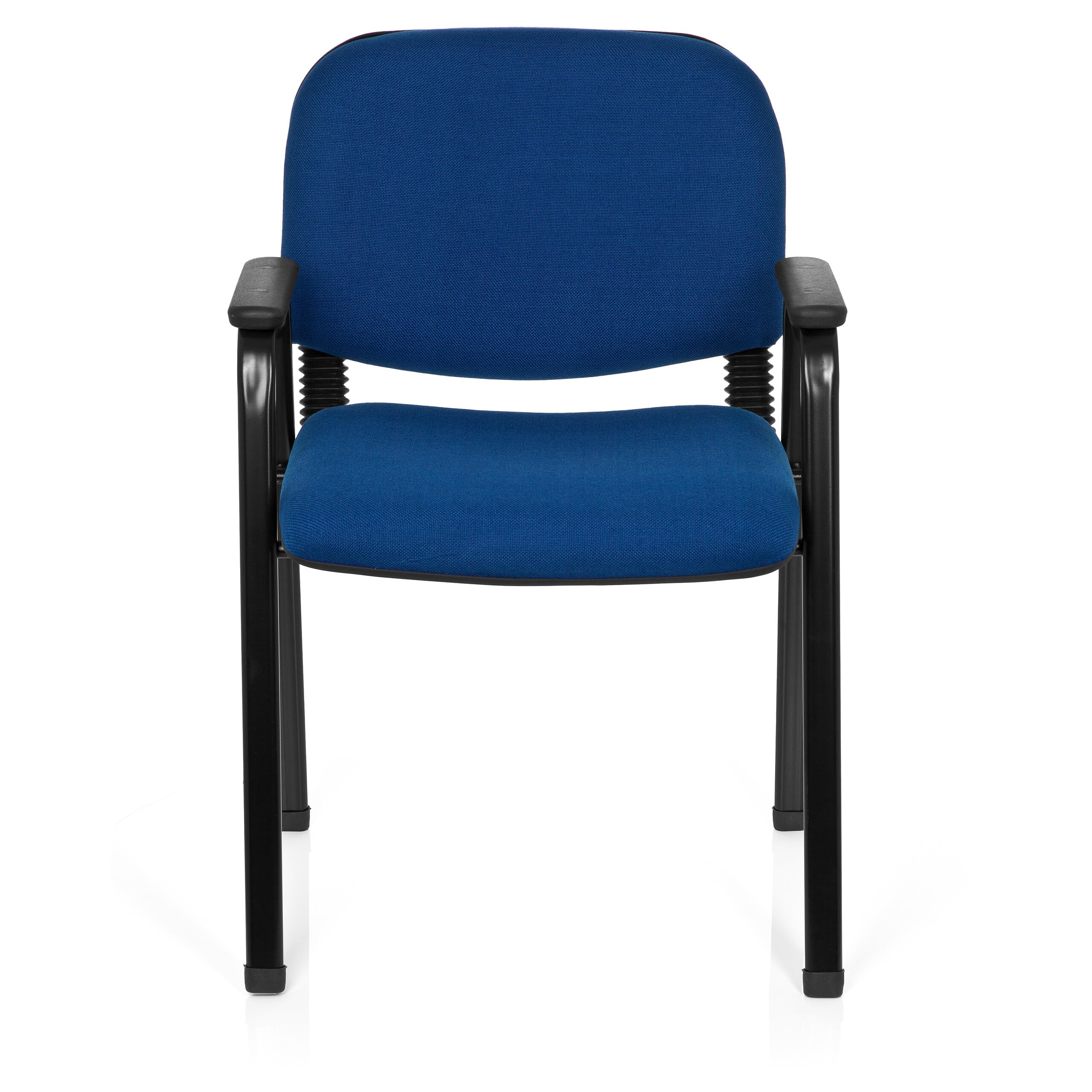 HJH Office 704341 Sedia visitatore XT 650 Fabric Blu Sedia da conferenza imbottita con braccioli, impilabile