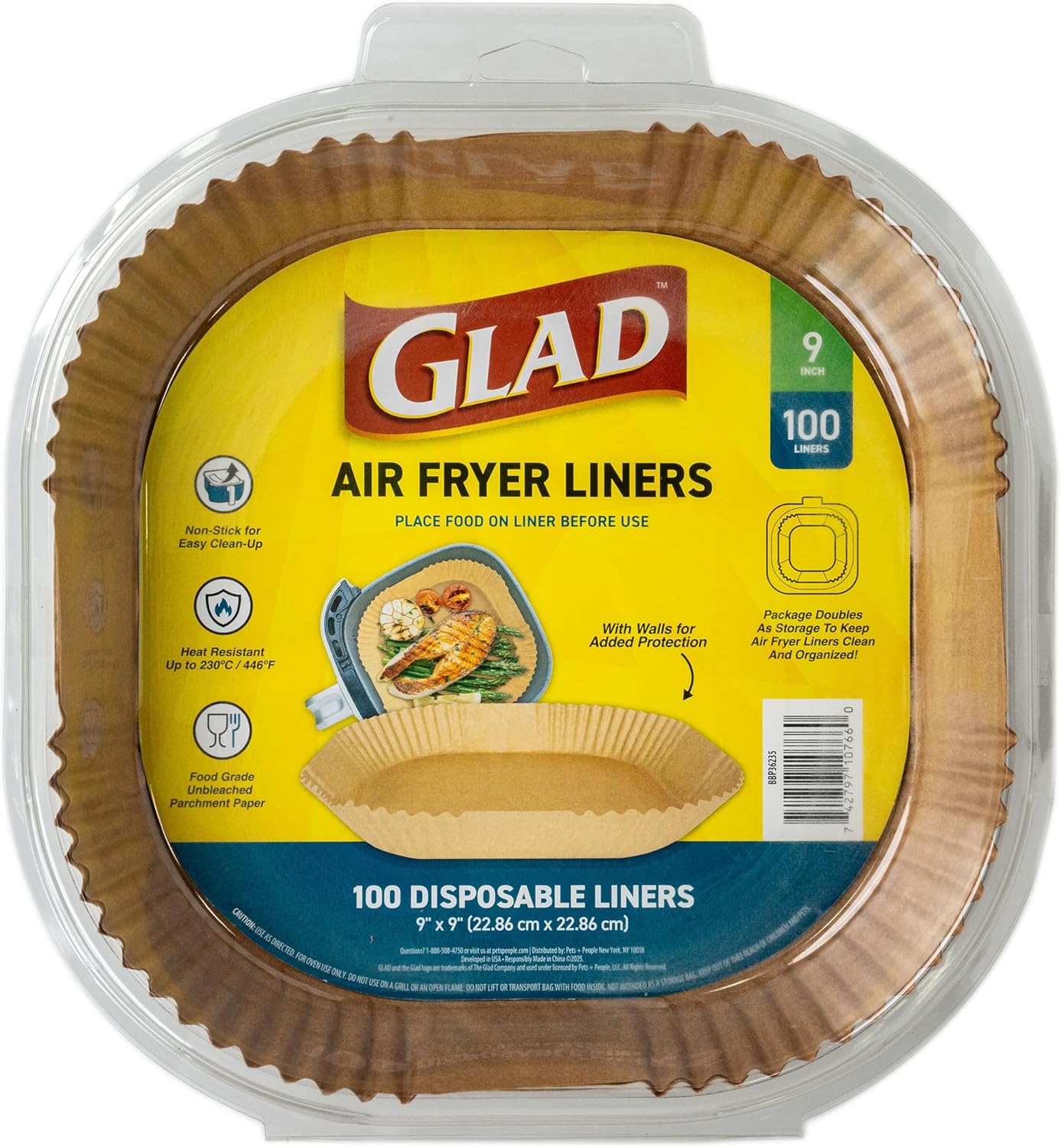 Glad Air Fryer Liners Rounded Square Shape with Walls, Nonstick and Heat Resistant, Food Grade Material, Suitable for Square and Round Air Fryers, Air Fryer Accessories, 9″ – 100 Count Glad Air Fryer Liners Rounded Square Shape with Walls, Nonstick and Heat Resistant, Food Grade Material, Suitable for Square and Round Air Fryers, Air Fryer Accessories, 9″ – 100 Count