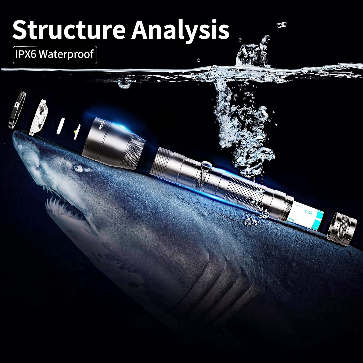 PEETPEN LED 1000 High Lumens Rechargeable Zoomable Tactical Flashlight, Super Bright Handheld Flashlights. IPX6 Waterproof (18650 Battery Included) 4 Modes, for Camping, Hiking, Outdoor, Emergency: Home Improvement