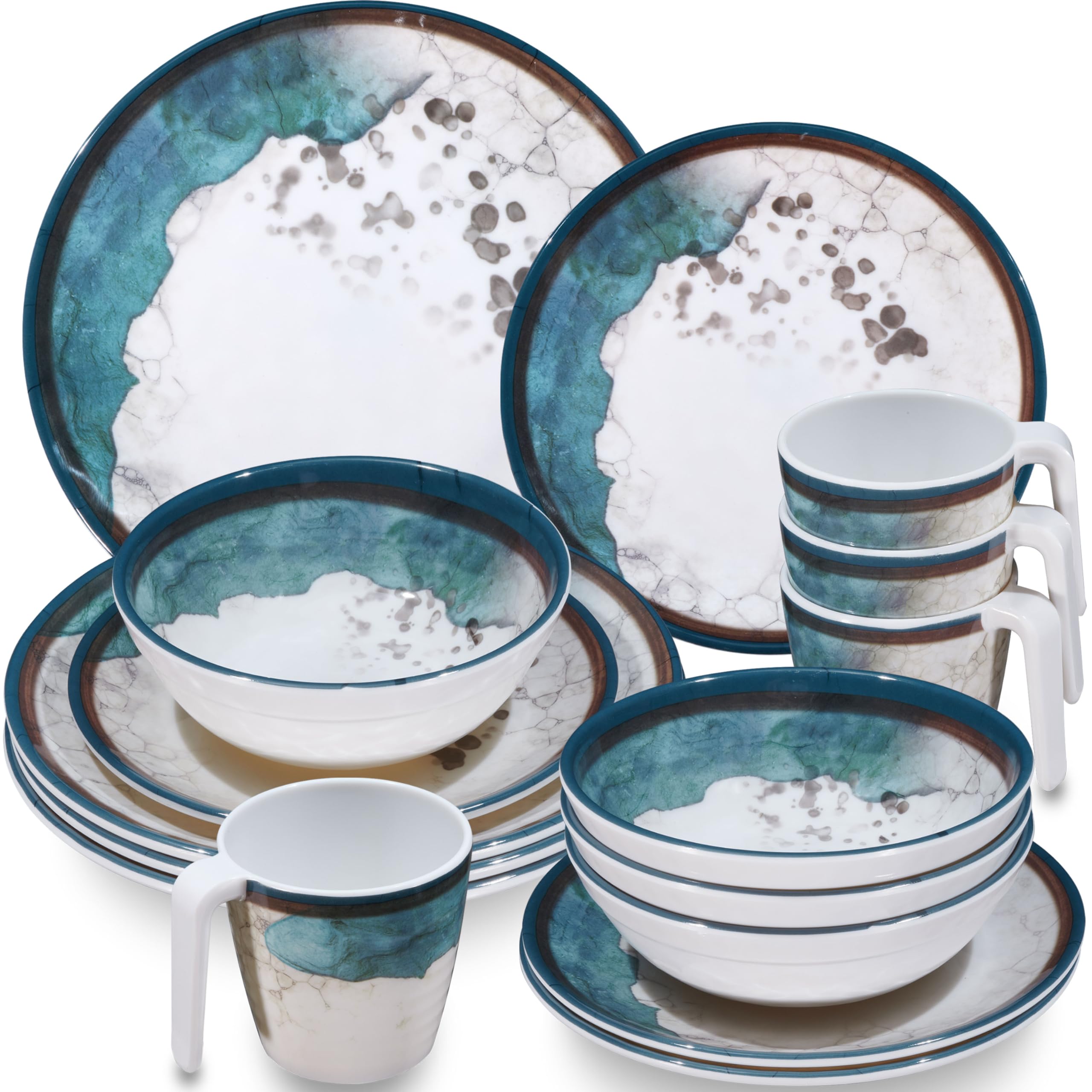 Melamin Geschirr Set Lagune 4 Personen Wohnwagen Camping Festival Picknick