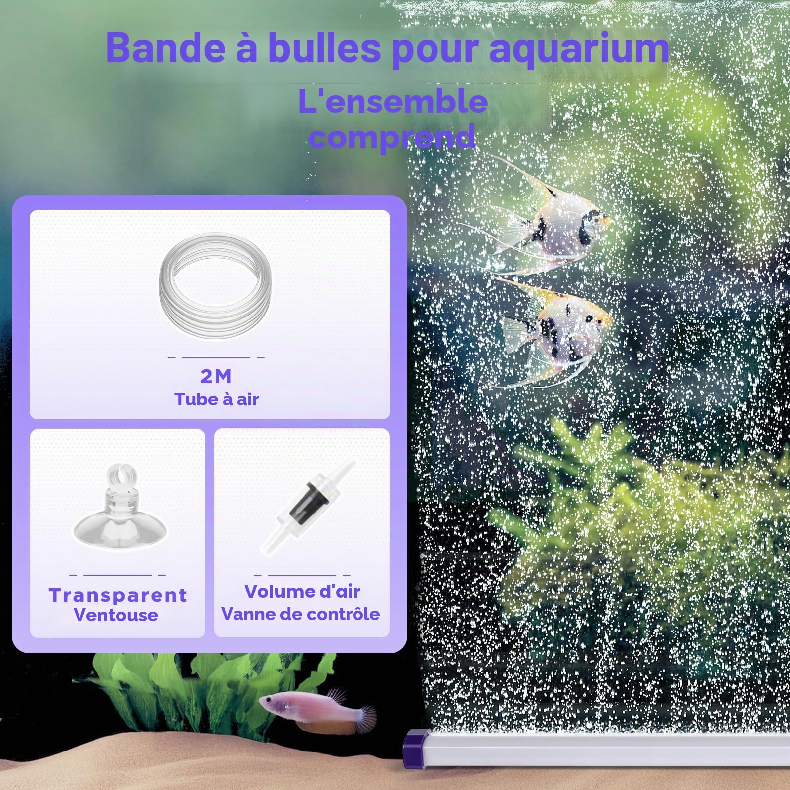 hygger Bulleur Aquarium Pierre à Air, Diffuseur Air Aquarium, 43CM Aquarium Bubbler avec Tuyau, Pierre Diffuseur Air Aquarium pour Eau Douce et Eau Salée