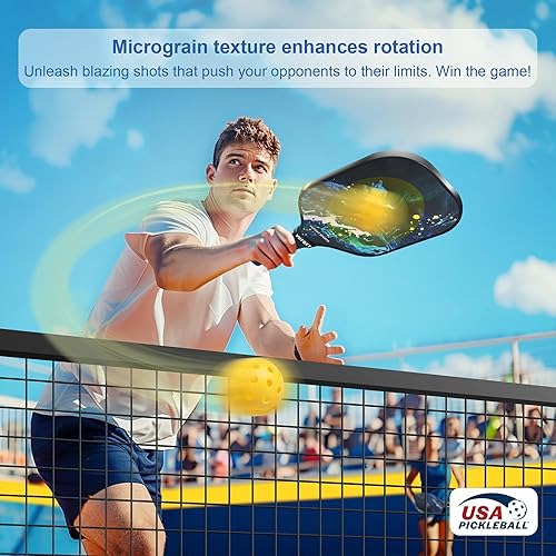 Miniatura 3 de Juego de 2 palas de pickleball aprobadas por USAPA con superficie de fibra de carbono con 99.99 % de fibra de carbono, raquetas de pickleball de