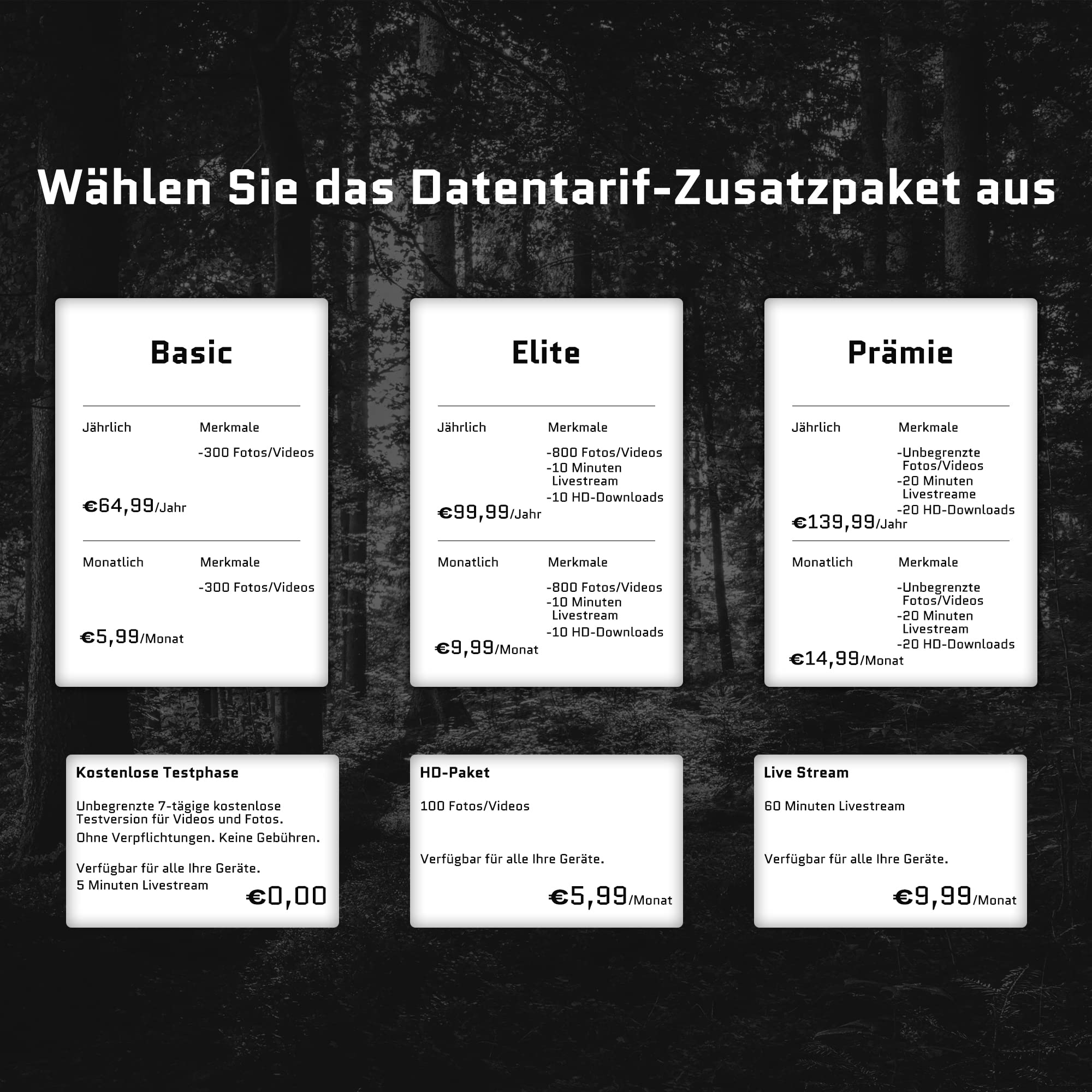 Camojojo Trace Wildkamera Handyübertragung mit SIM 4G LTE, Wildtierkamera mit bewegungsmelder Nachtsicht, Wärmebildkamera Jagd mit IP66 wasserfest, 32GB SD-Karte, APP- Multifunktionen längere Laufzeit